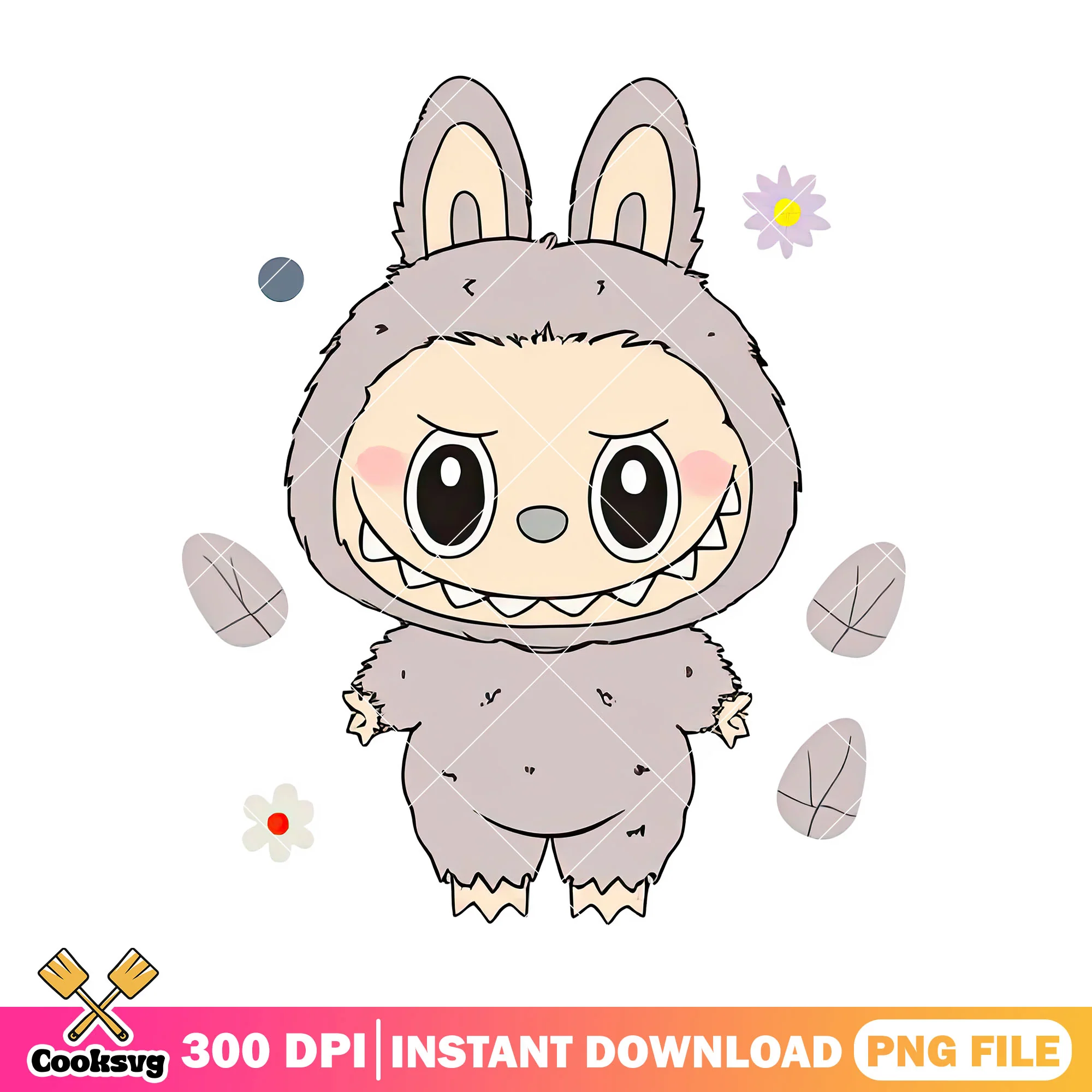 Labubu smiles png, labubu grey png, popmart labubu png