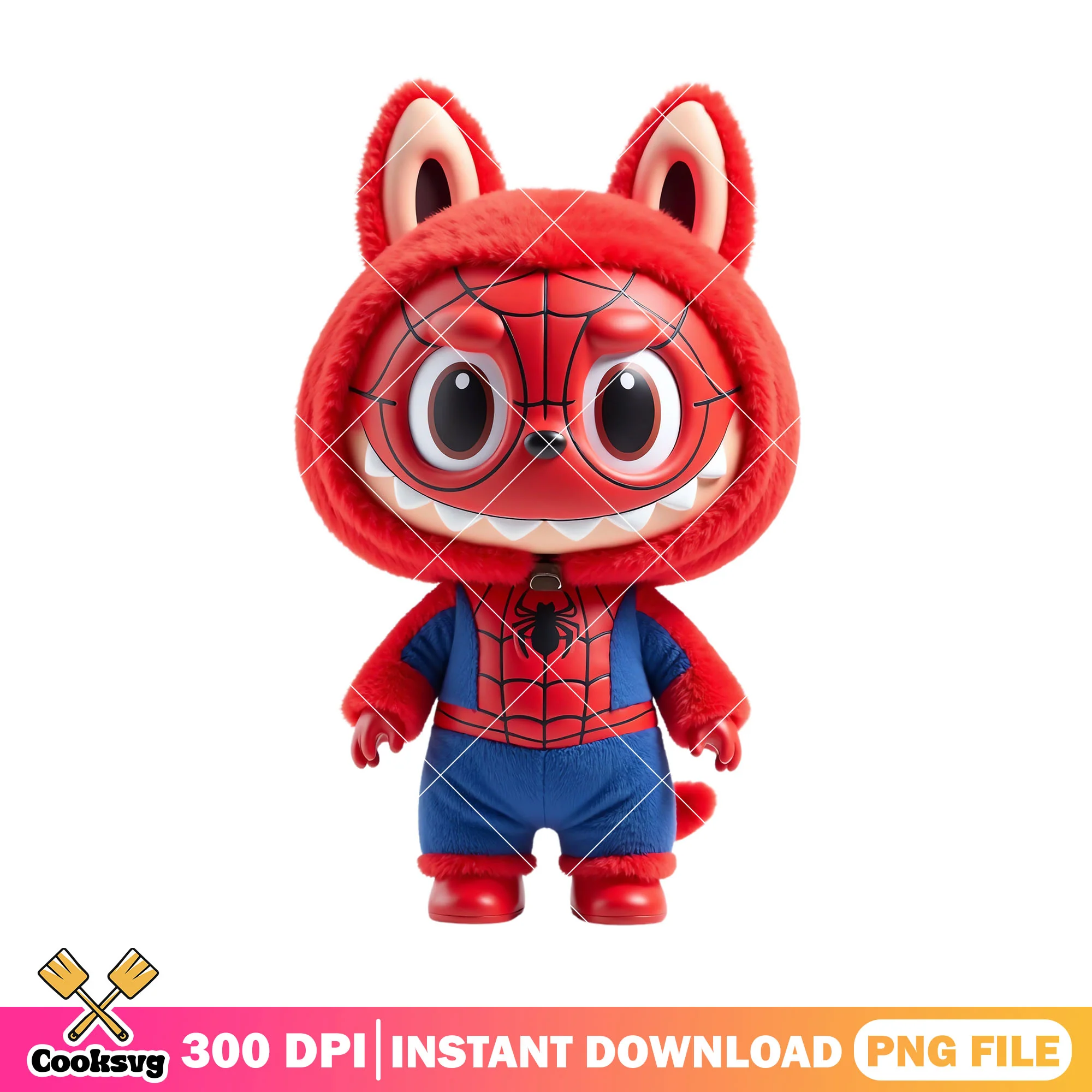Labubu spiderman doll png, labubu monster png, labubu cute png