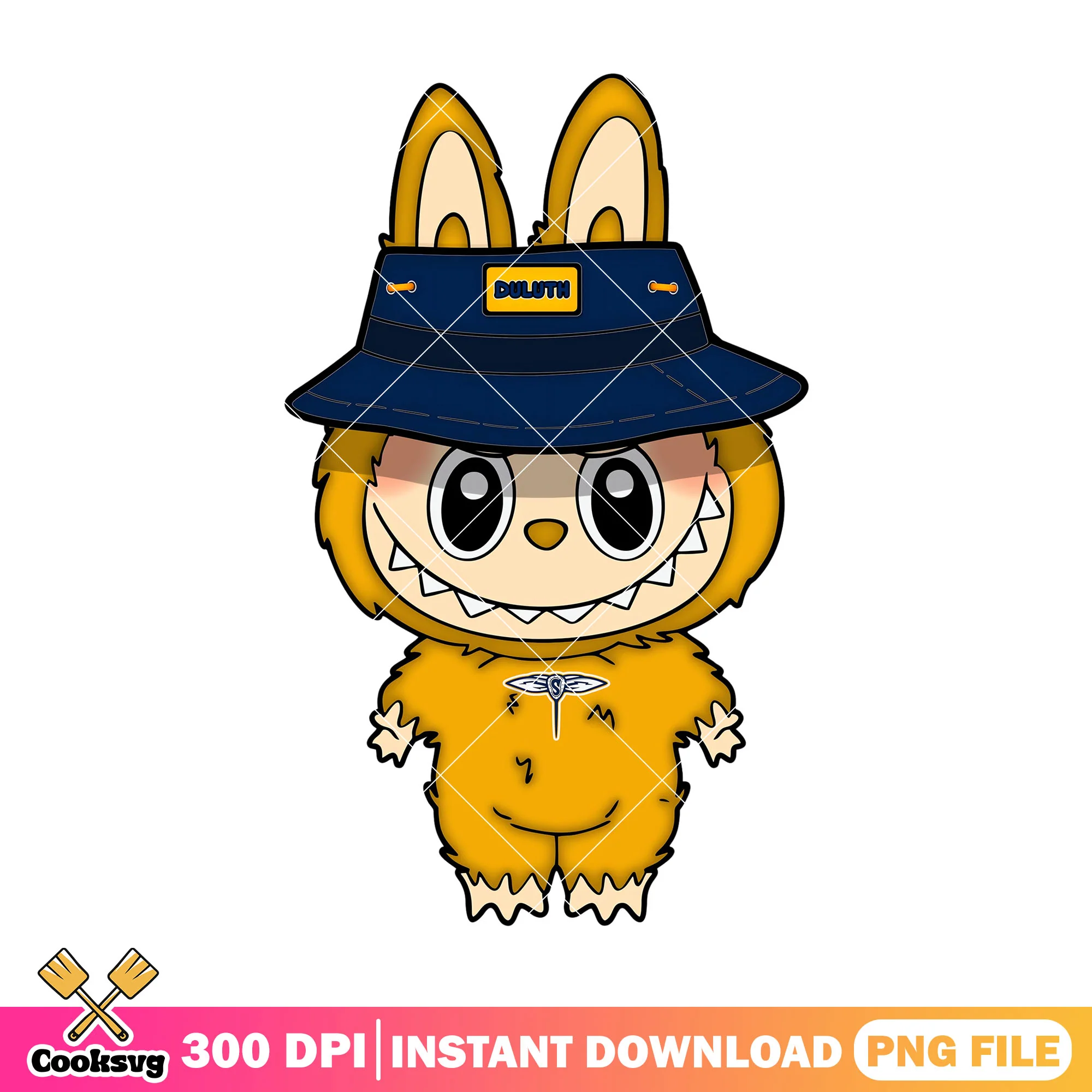 Labubu standing design png, duluth team png, labubu monster png