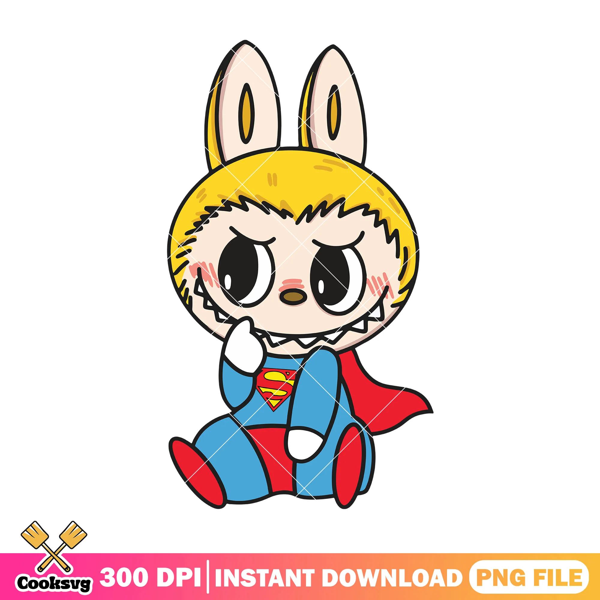 Labubu superman outfit png, labubu yellow png, labubu monster png