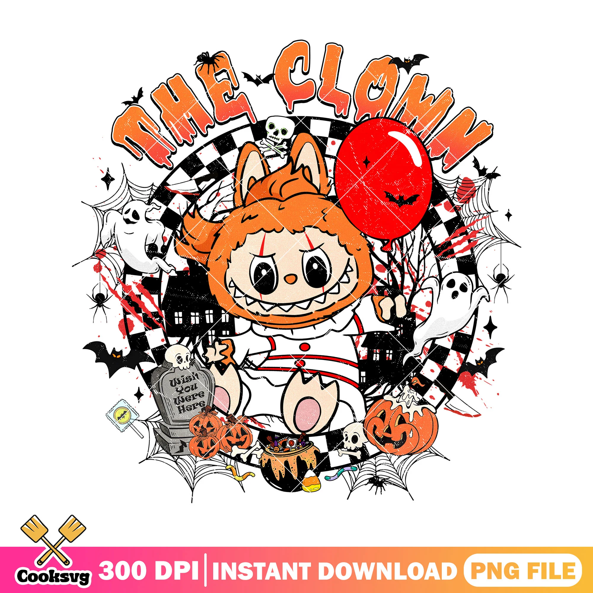 Labubu the clown png, pennywise costume png, labubu original png