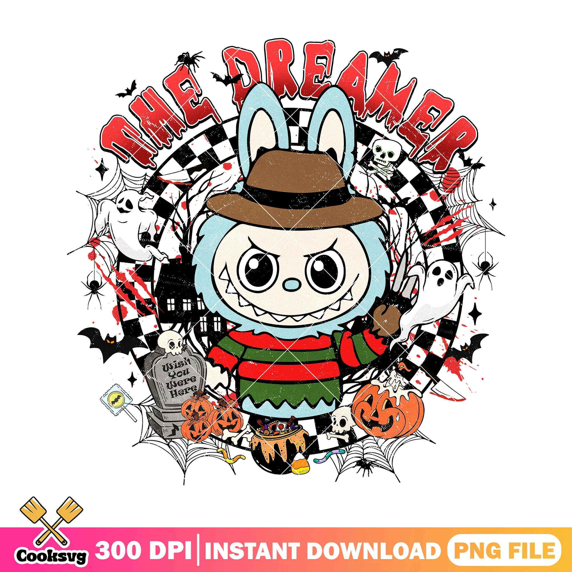 Labubu the dreamer png, freddy krueger png, labubu original png