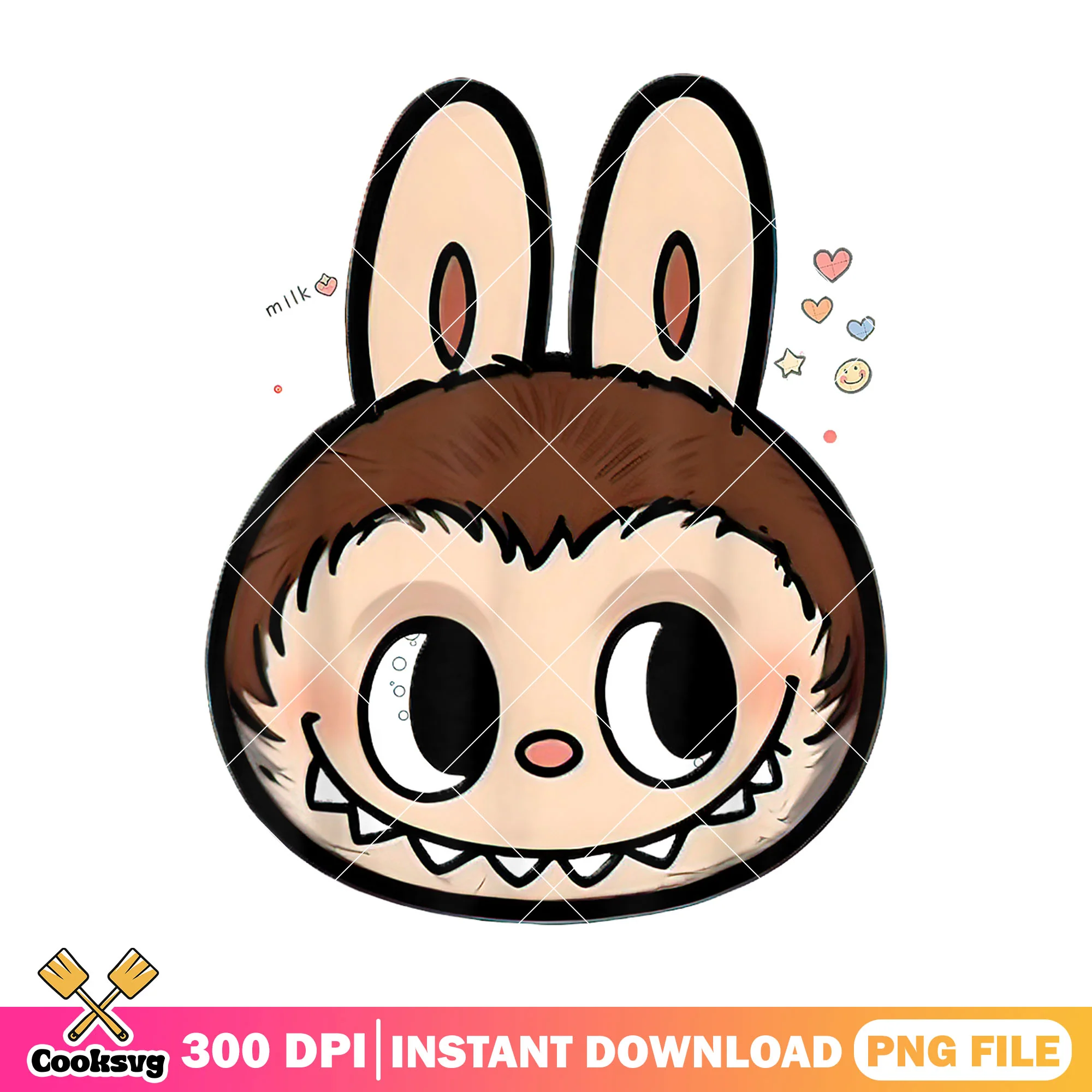Labubu the monster head png, labubu face png, labubu near me png