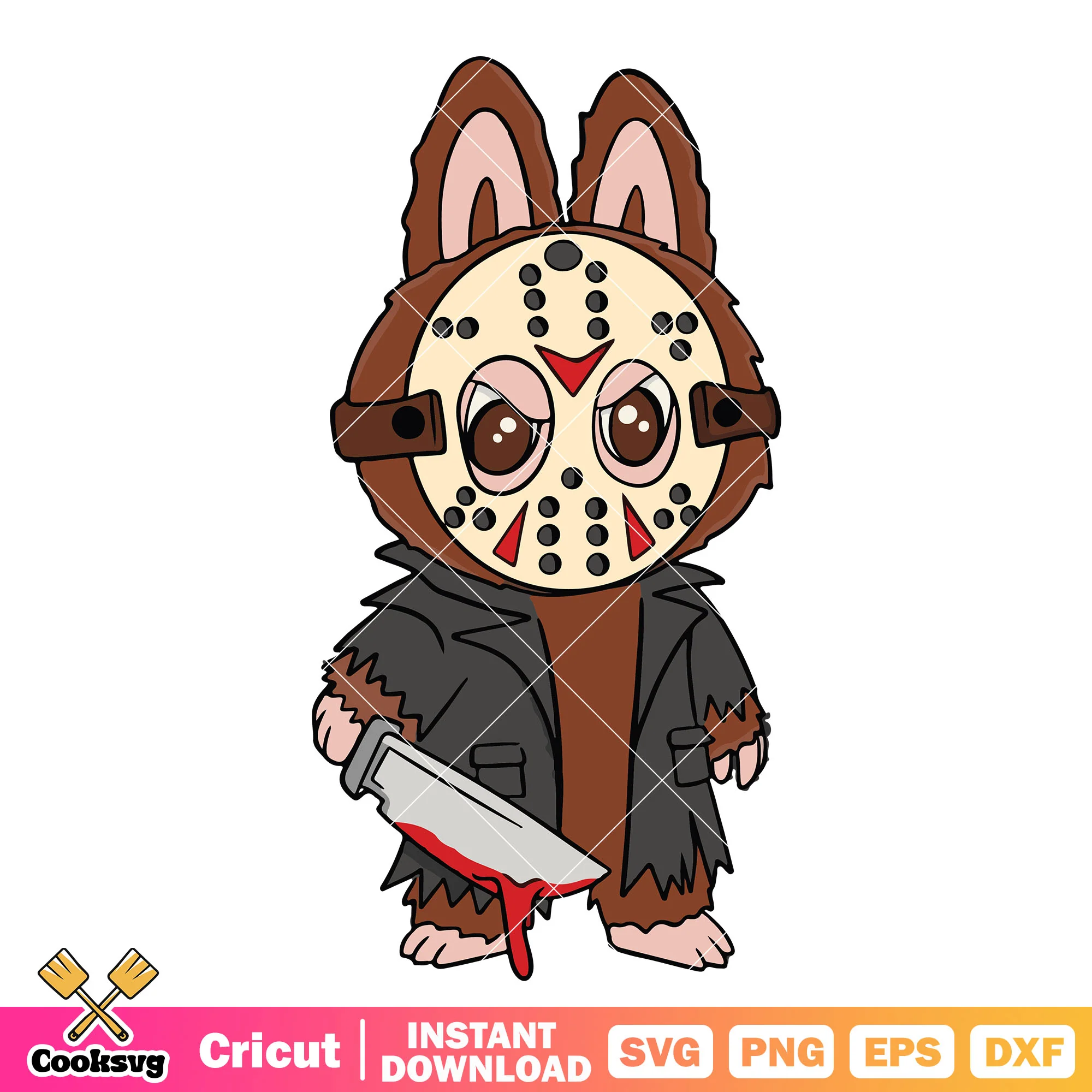 Labubu Voorhees knife svg, labubu halloween svg, Jason Voorhees svg