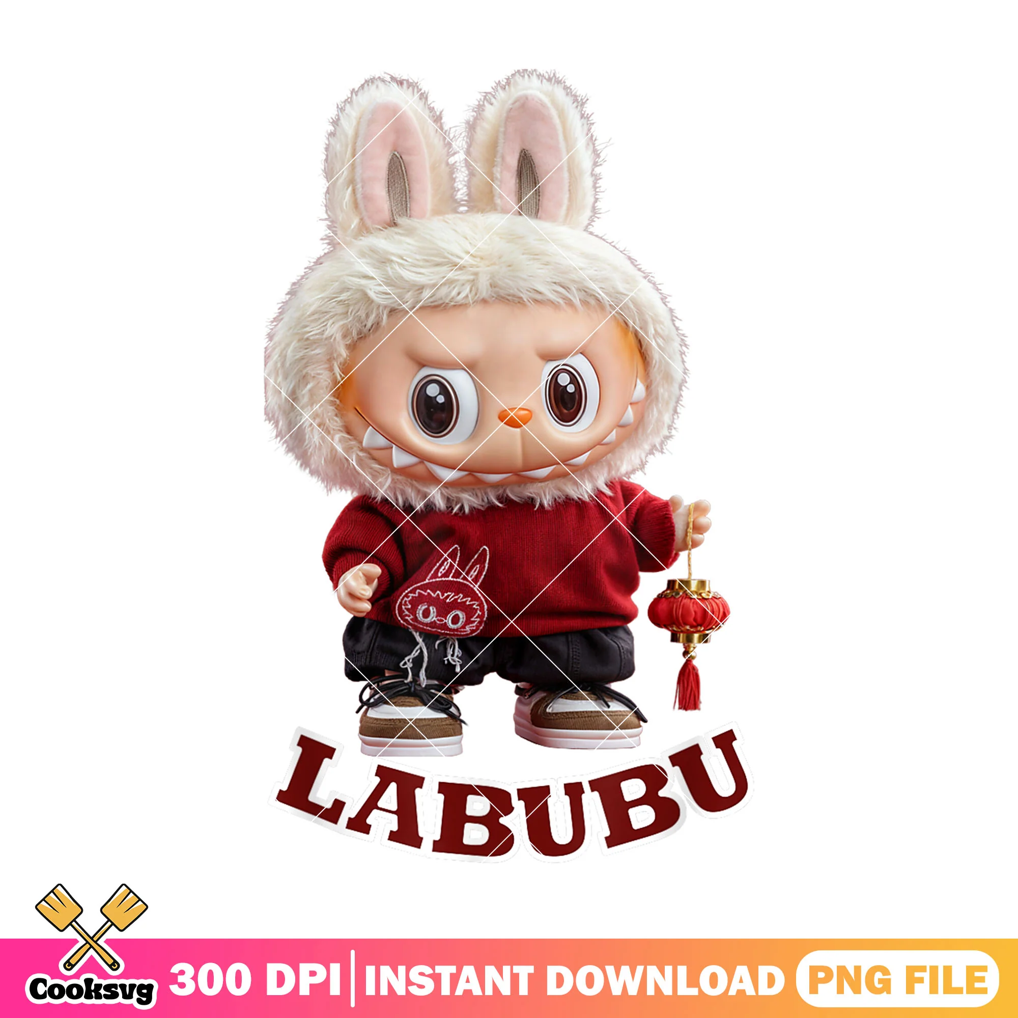 Labubu white dolls monster png, white labubu png, pop mart labubu png