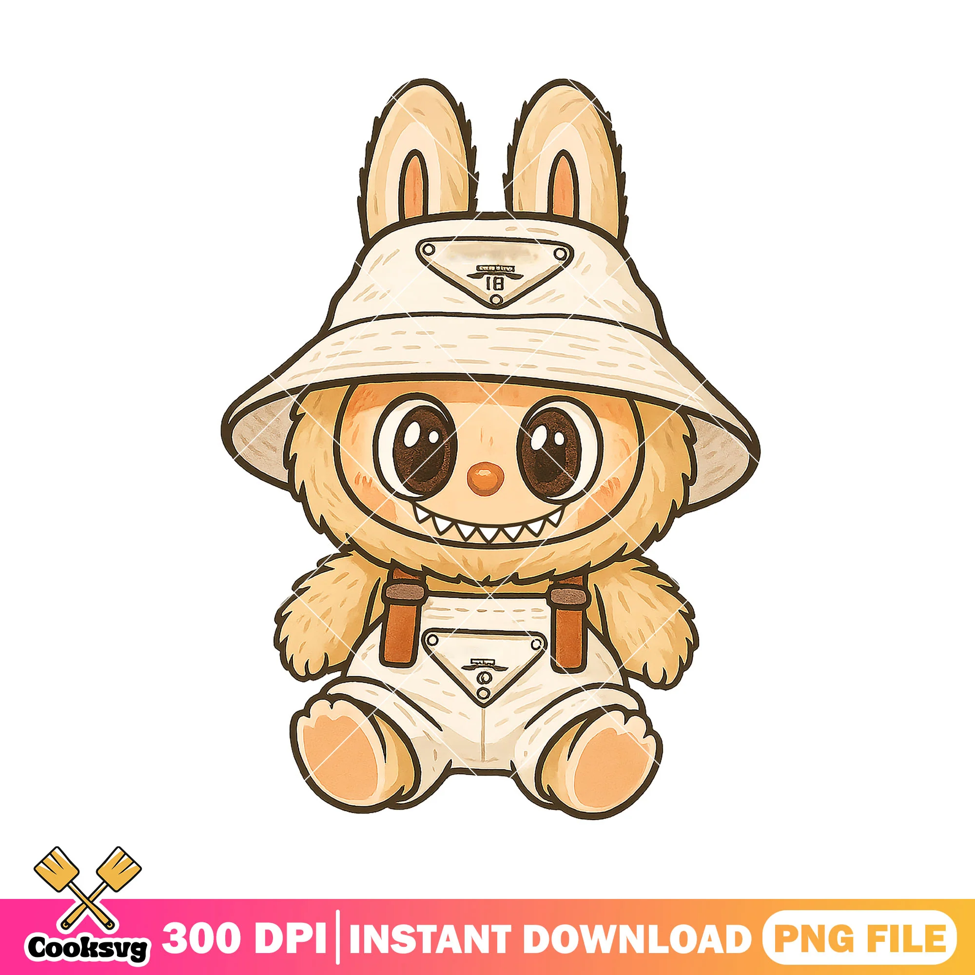 Labubu white overalls png, labubu baby png, cute labubu png