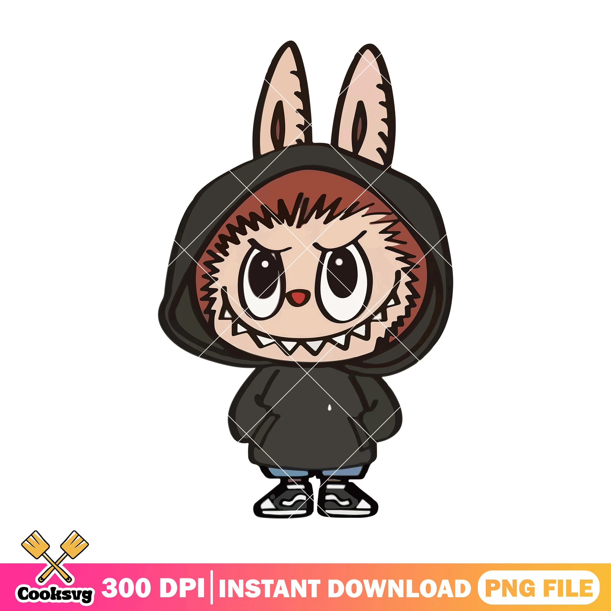 Labubu with hoodie png, brown labubu png, labubu cute png