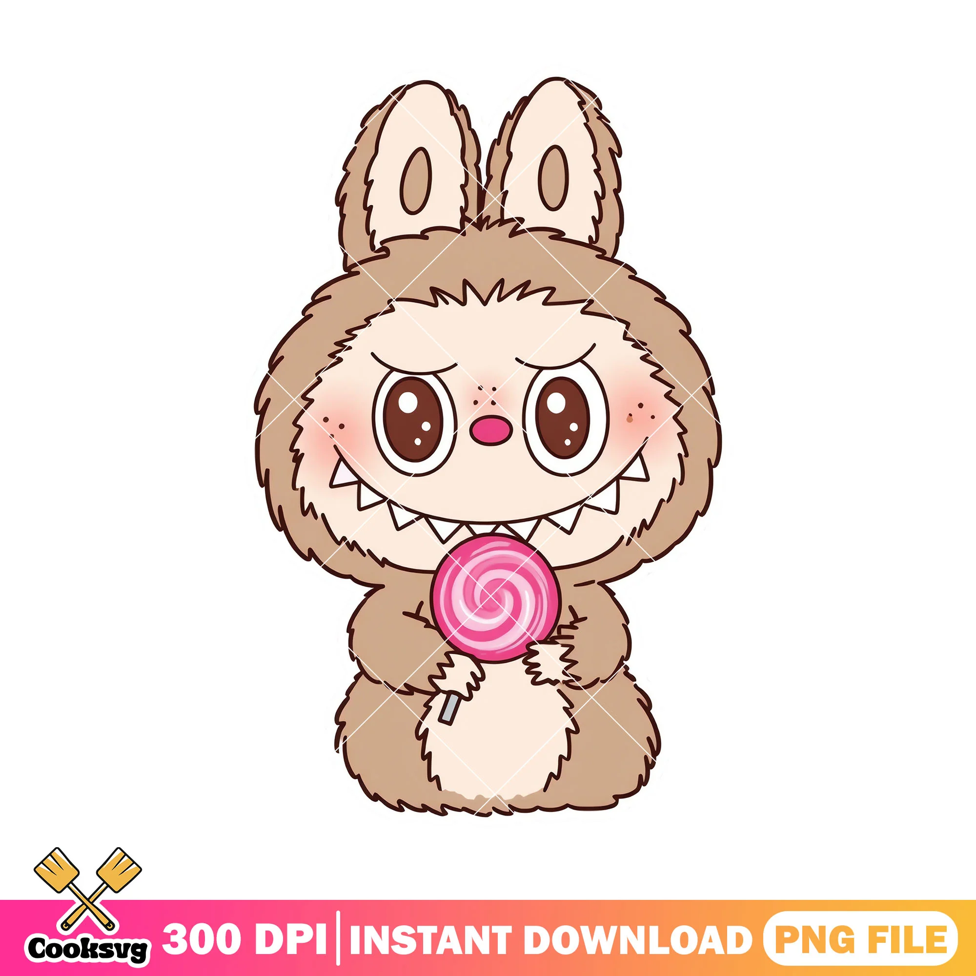 Labubu with lolipop png, labubu cute png, labubu plush png