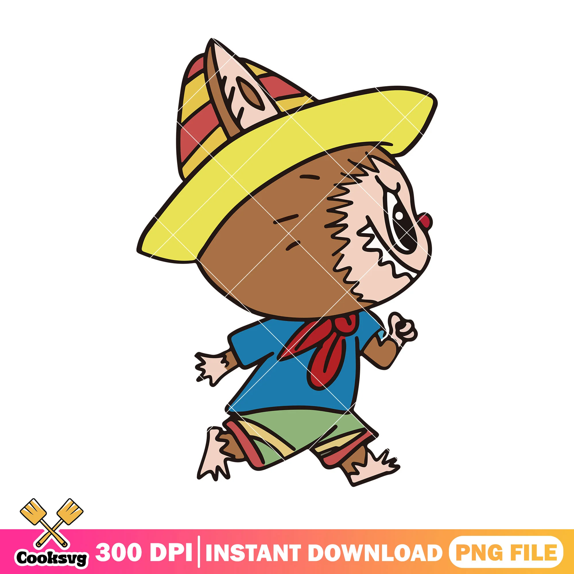 Labubu with nice outfit png, labubu standing png, labubu brown png