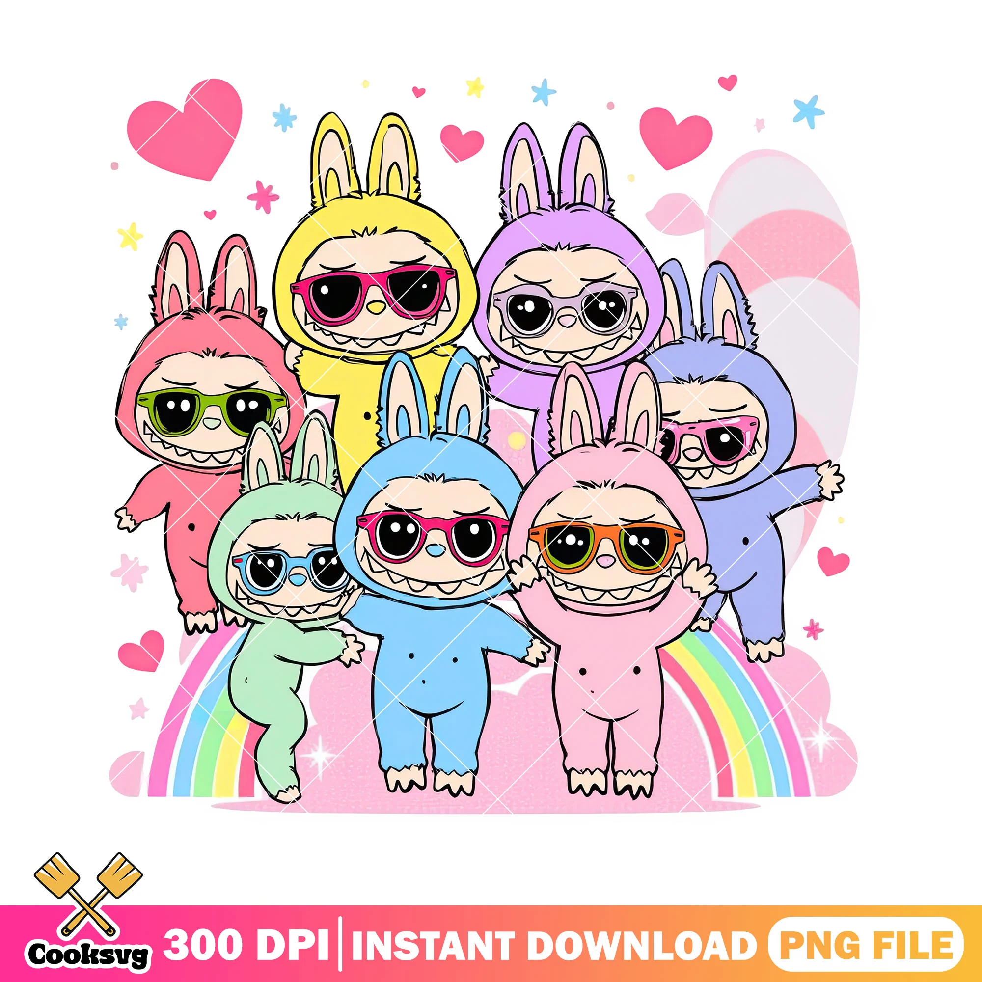 Labubu with sunglasses png, labubu monsters png, labubu hehe png