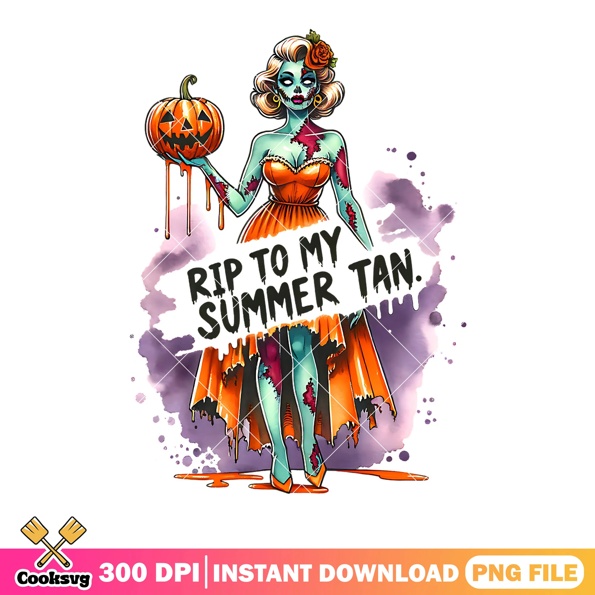 Lady zombie png, jack o lantern png, scary halloween png