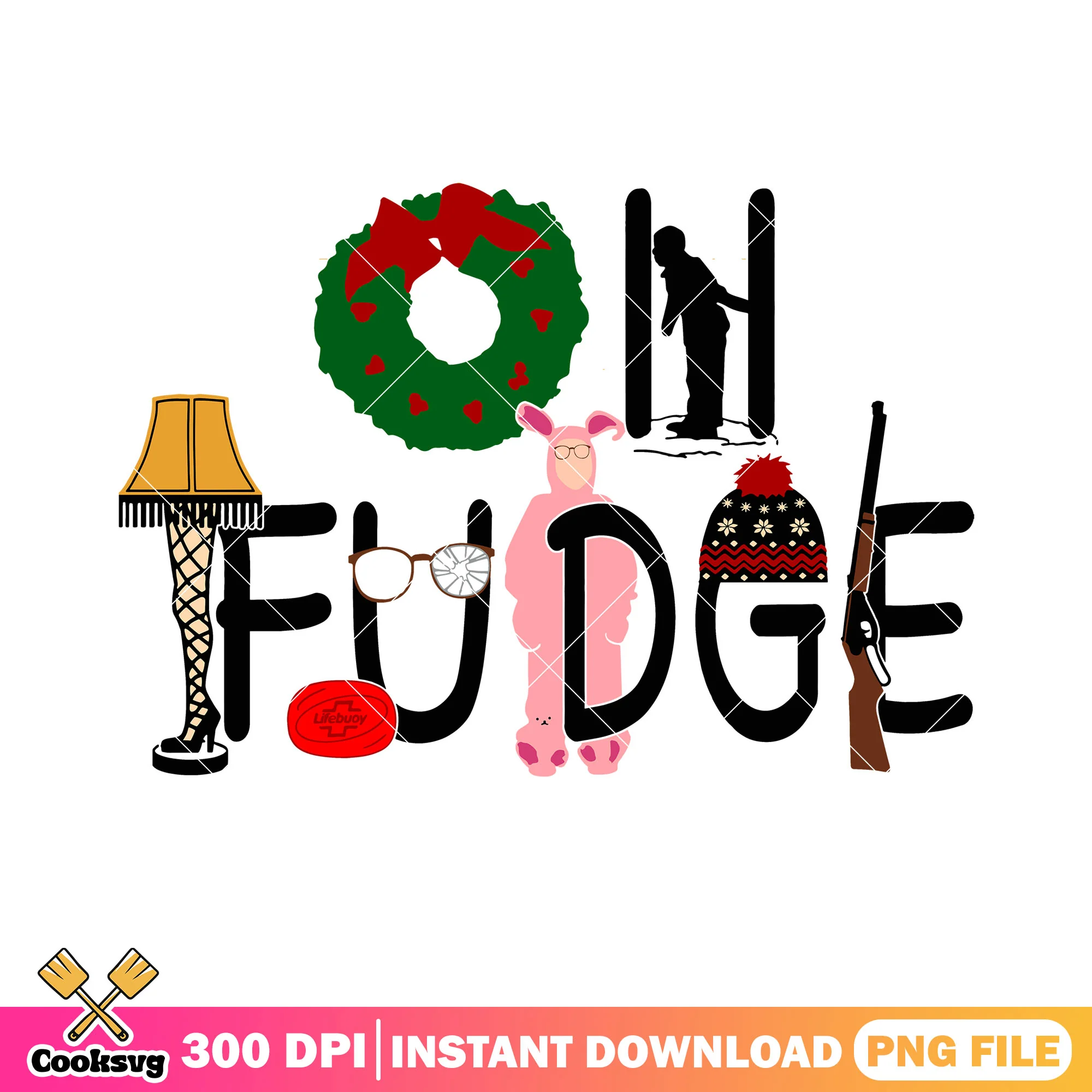 Lag lamp oh fugde png, christmas wreath png, a christmas story png