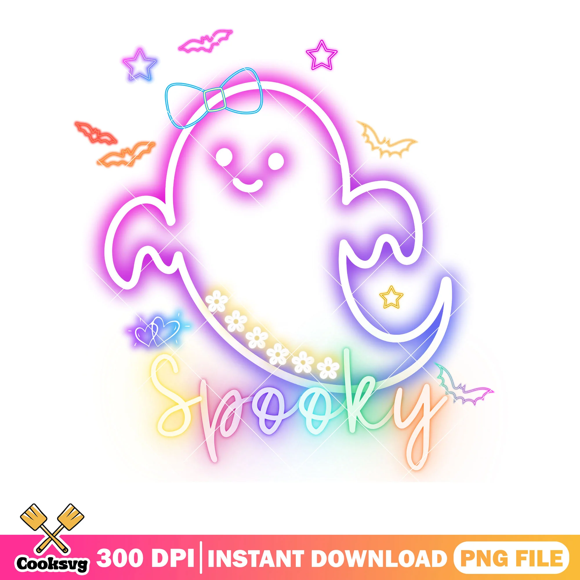 Led baby ghost star png, led bow tie png, scary halloween png