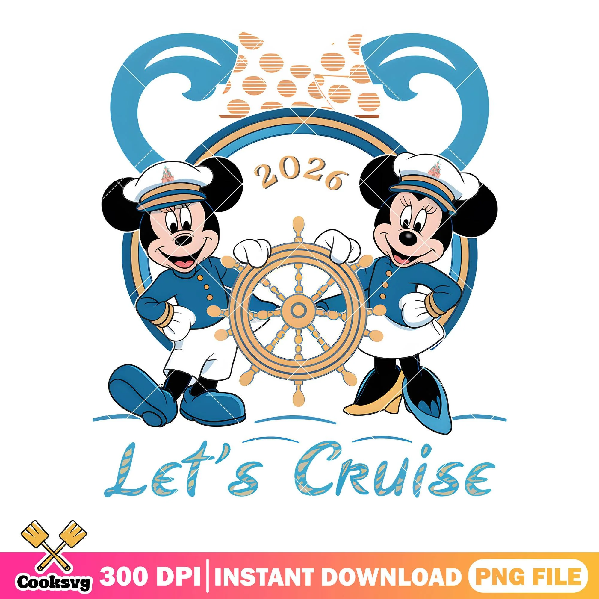 Lets cruise mickey couple png, disney trip png, cruise travel png