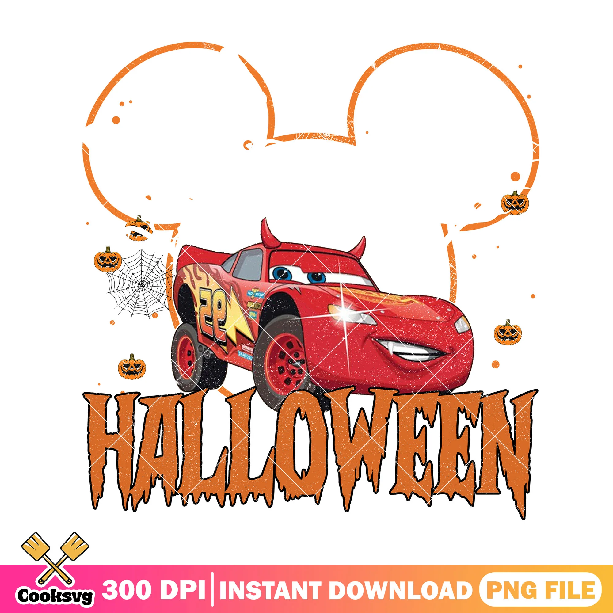 Lightning mcQueen design file png, cute car png, halloween ideas png
