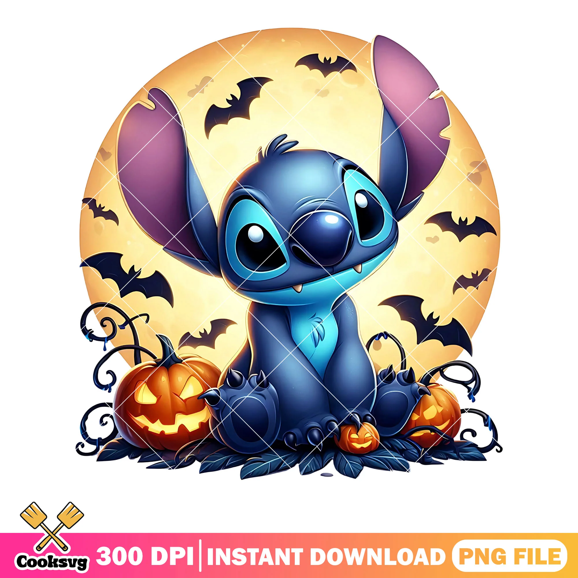 Little baby stitch png, jack o lantern png, scary bat png