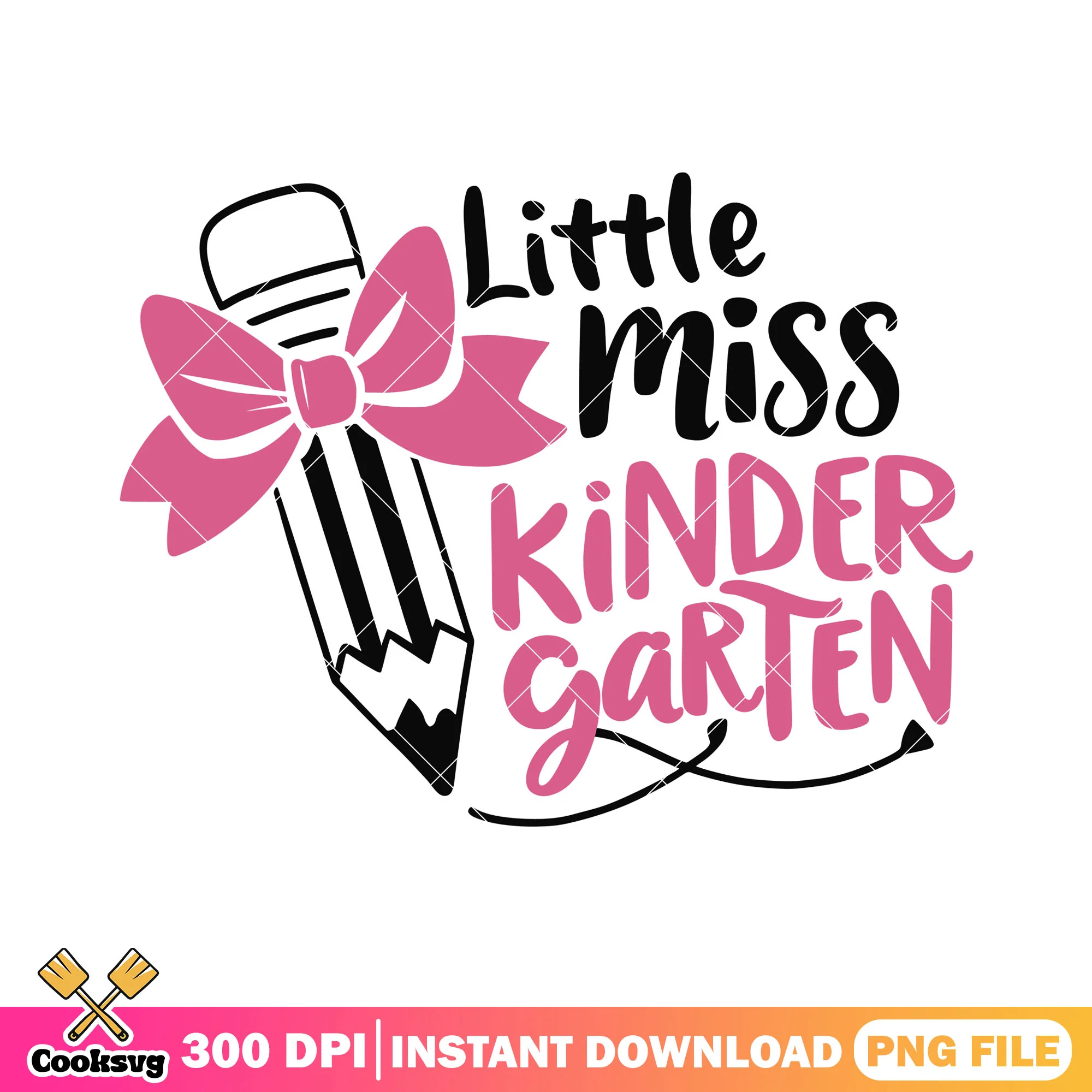 Little miss kindergarten png, back to school decor png, pink font png