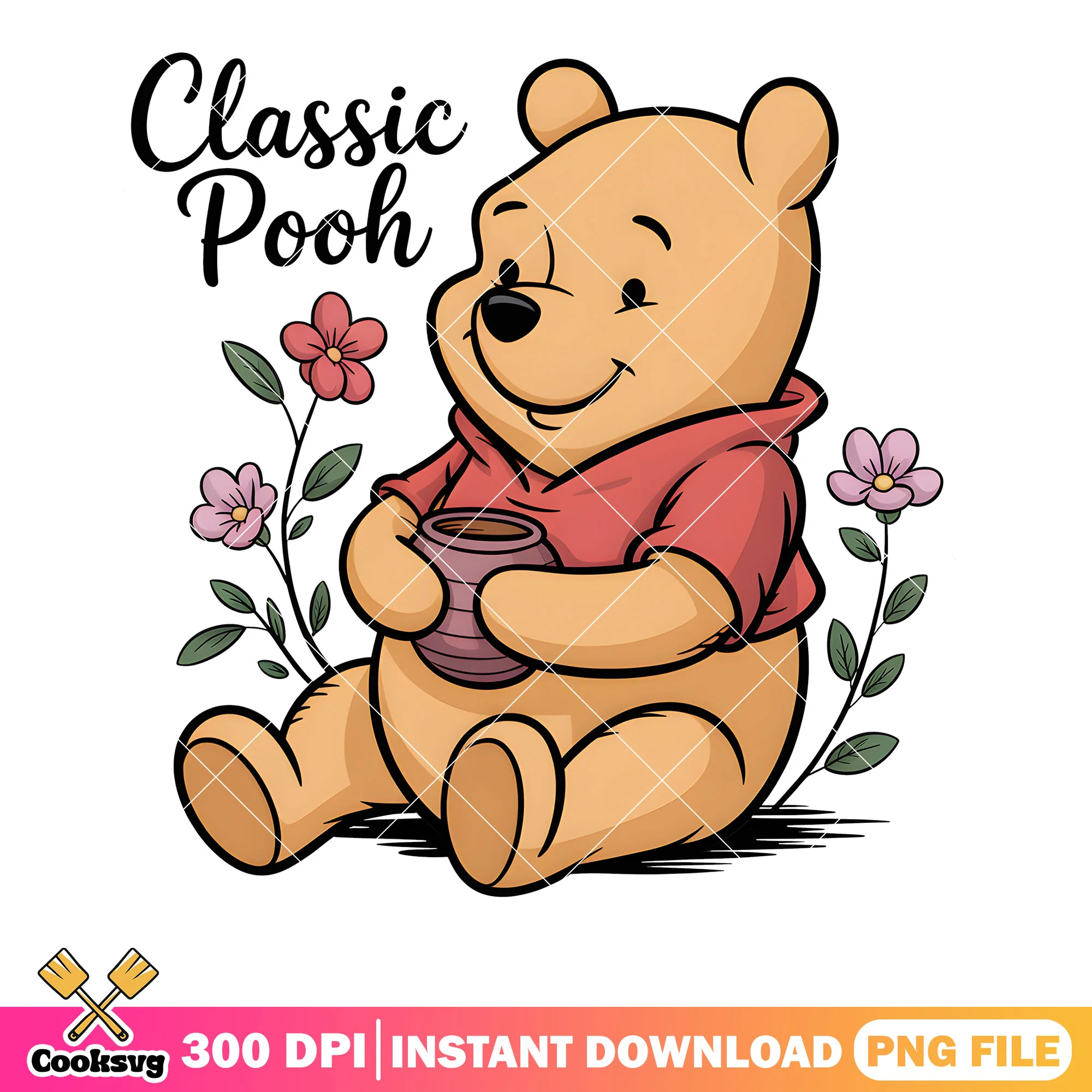 Little pooh bear vibes png, pooh vibes png, vintage pooh png