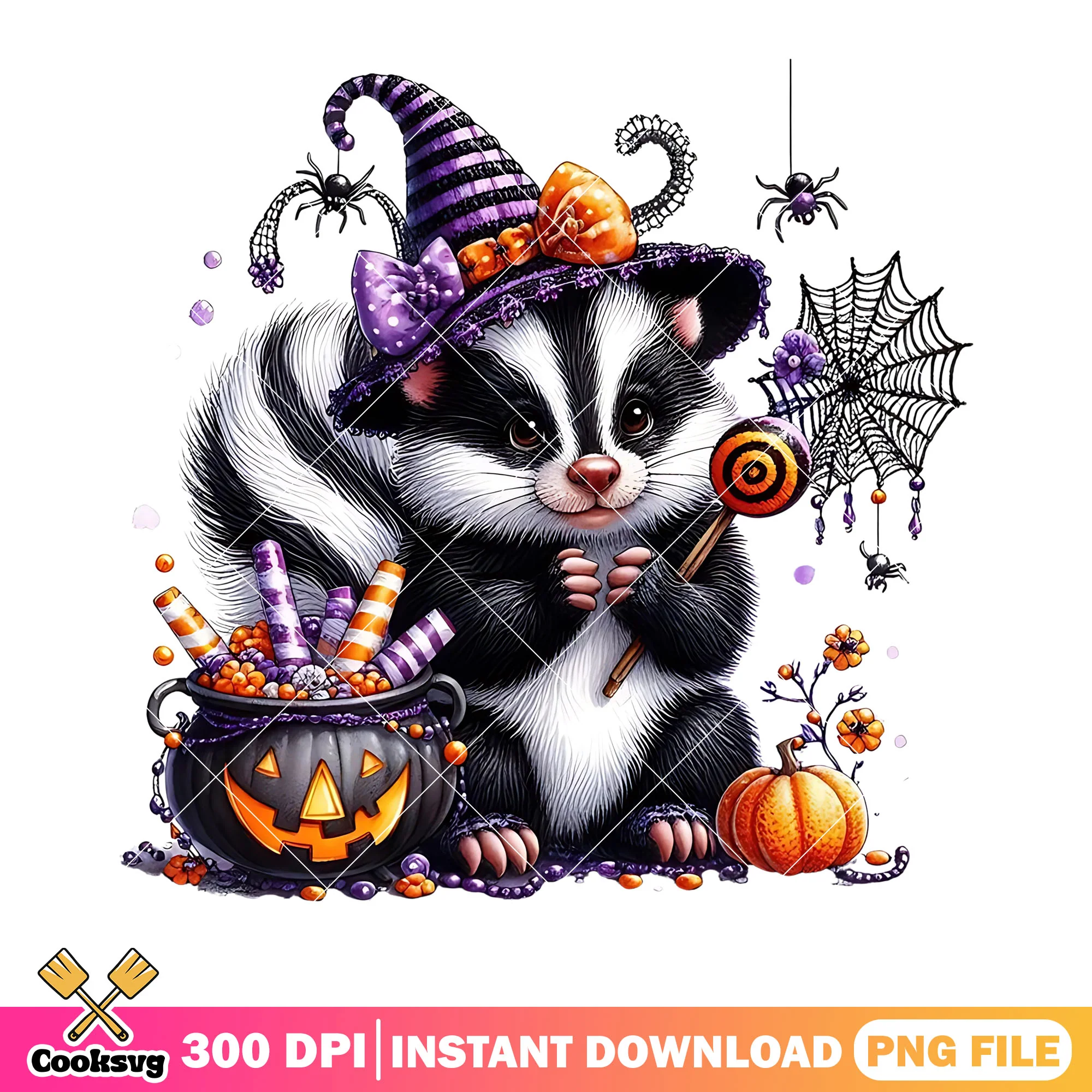 Little sunk the witch png, spider web png, crazy halloween night png