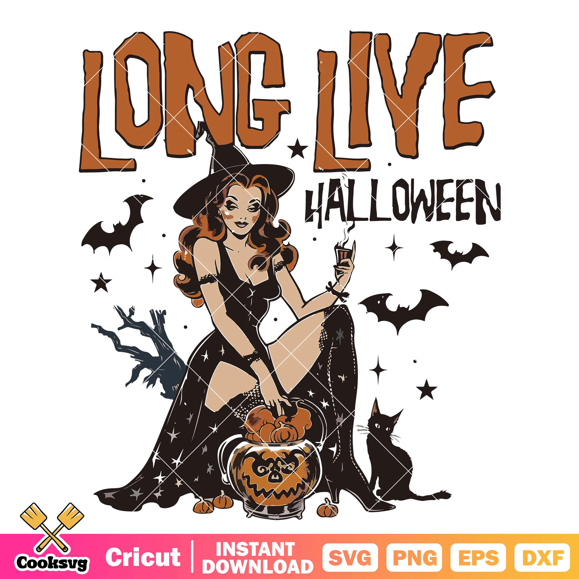 Long live halloween svg, halloween girl svg, witch halloween svg