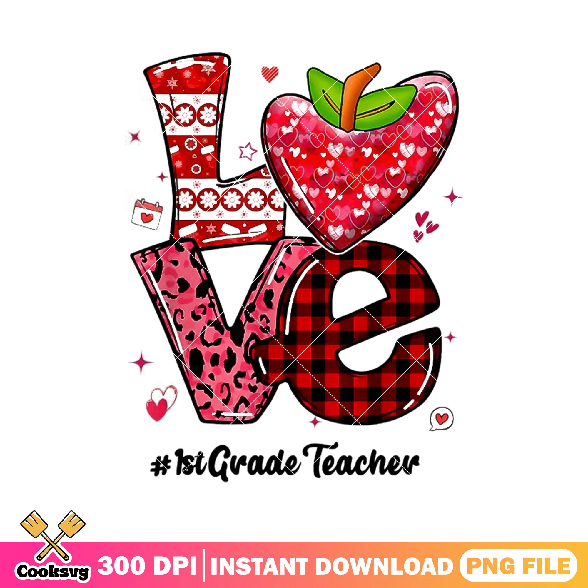 Love 1st grade teacher valentine png, love valentine png