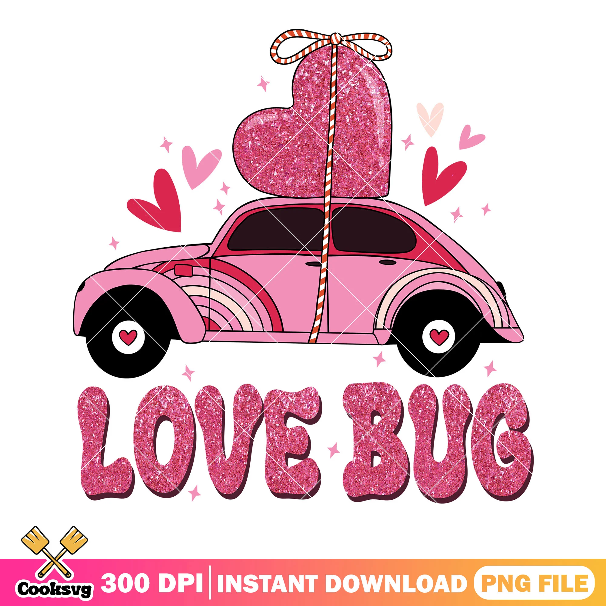Love bug valentines png, valentines heart png, valentines png