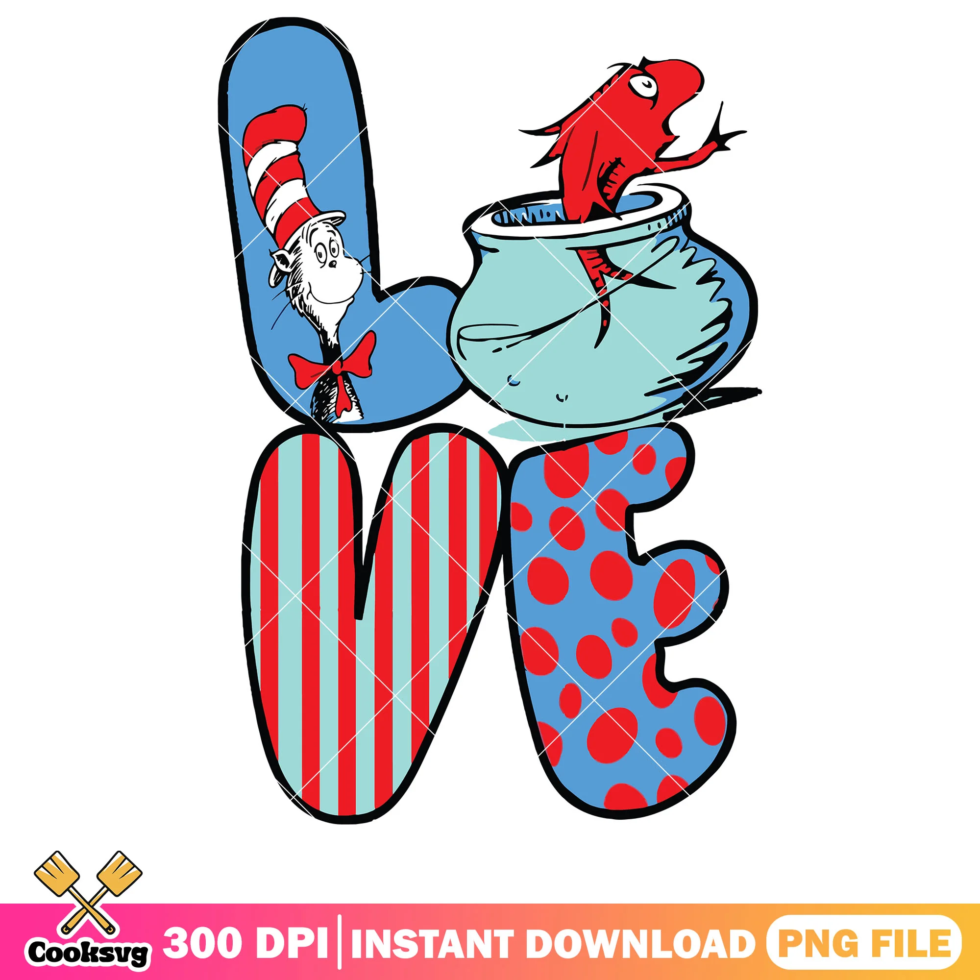 Love dr seuss and fish friends png, love dr seuss png, dr seuss friends png