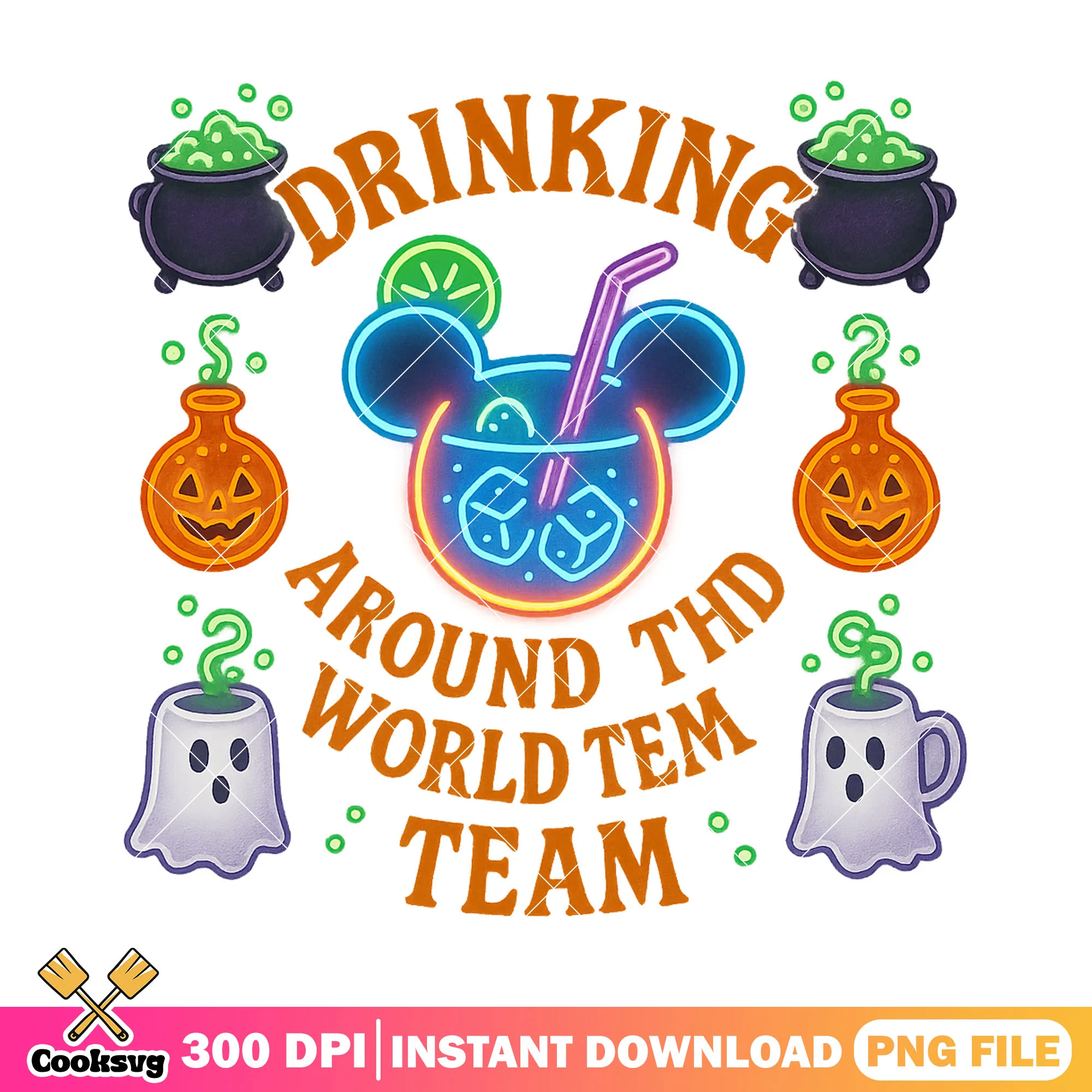 Love drinking team png, happy halloween png, disney plus png