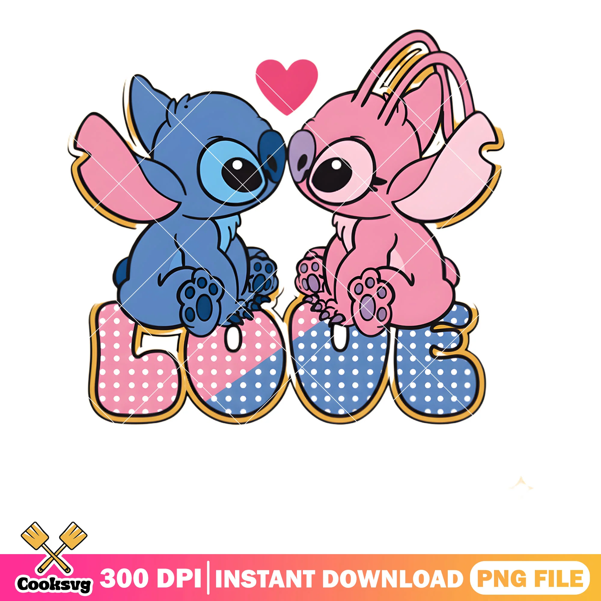 Love ecperience valentine stitch png, valentines couple png, love vibes png