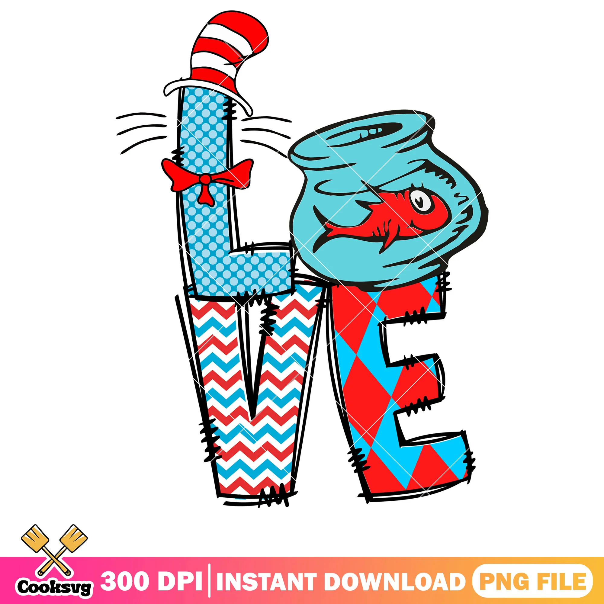 Love fish in dr seuss cartoon png, love dr seuss png, dr seuss cartoon png