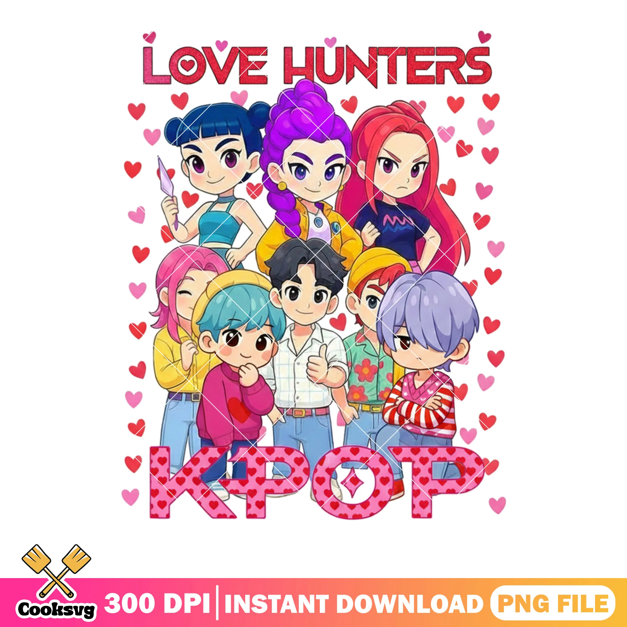 Love hunters kpop png, saja boys png, valentine huntrix png
