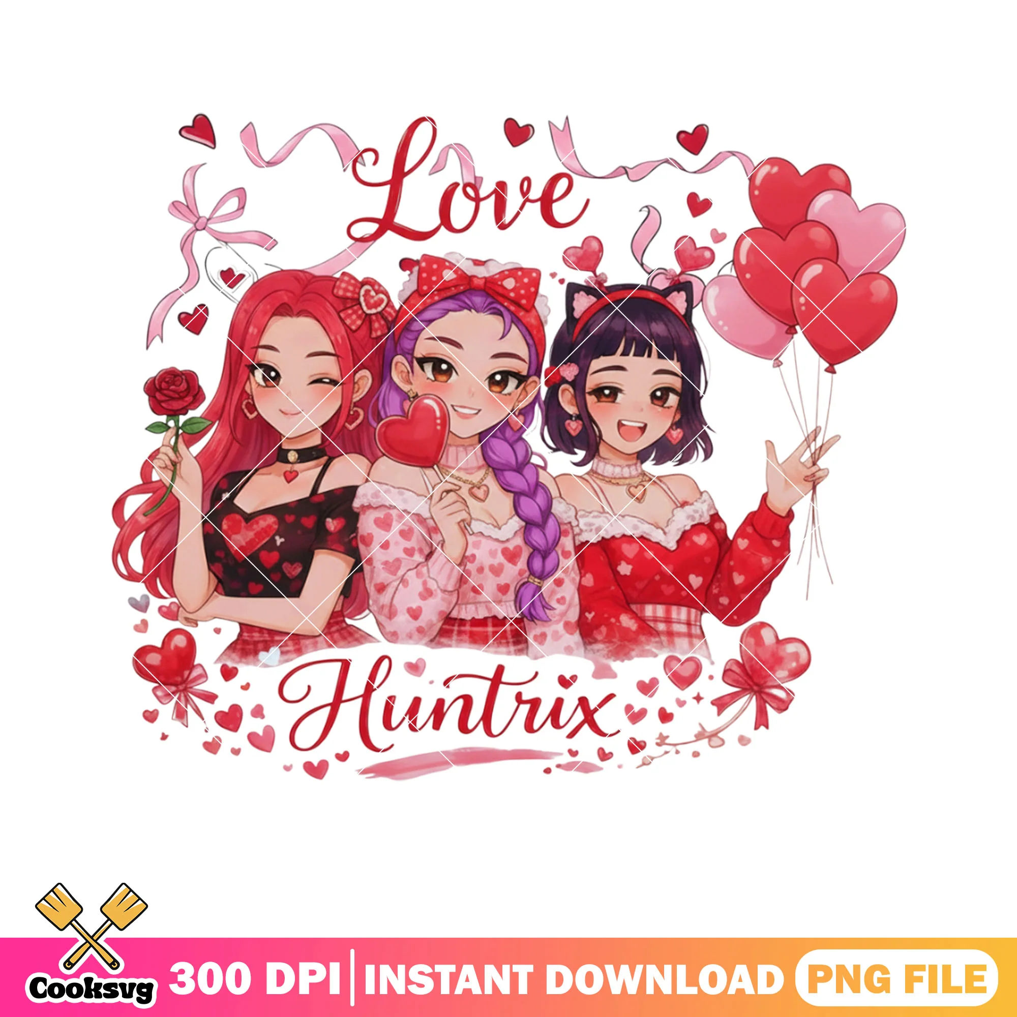 Love huntrix valentines png, huntrix png, kpop demon hunters png