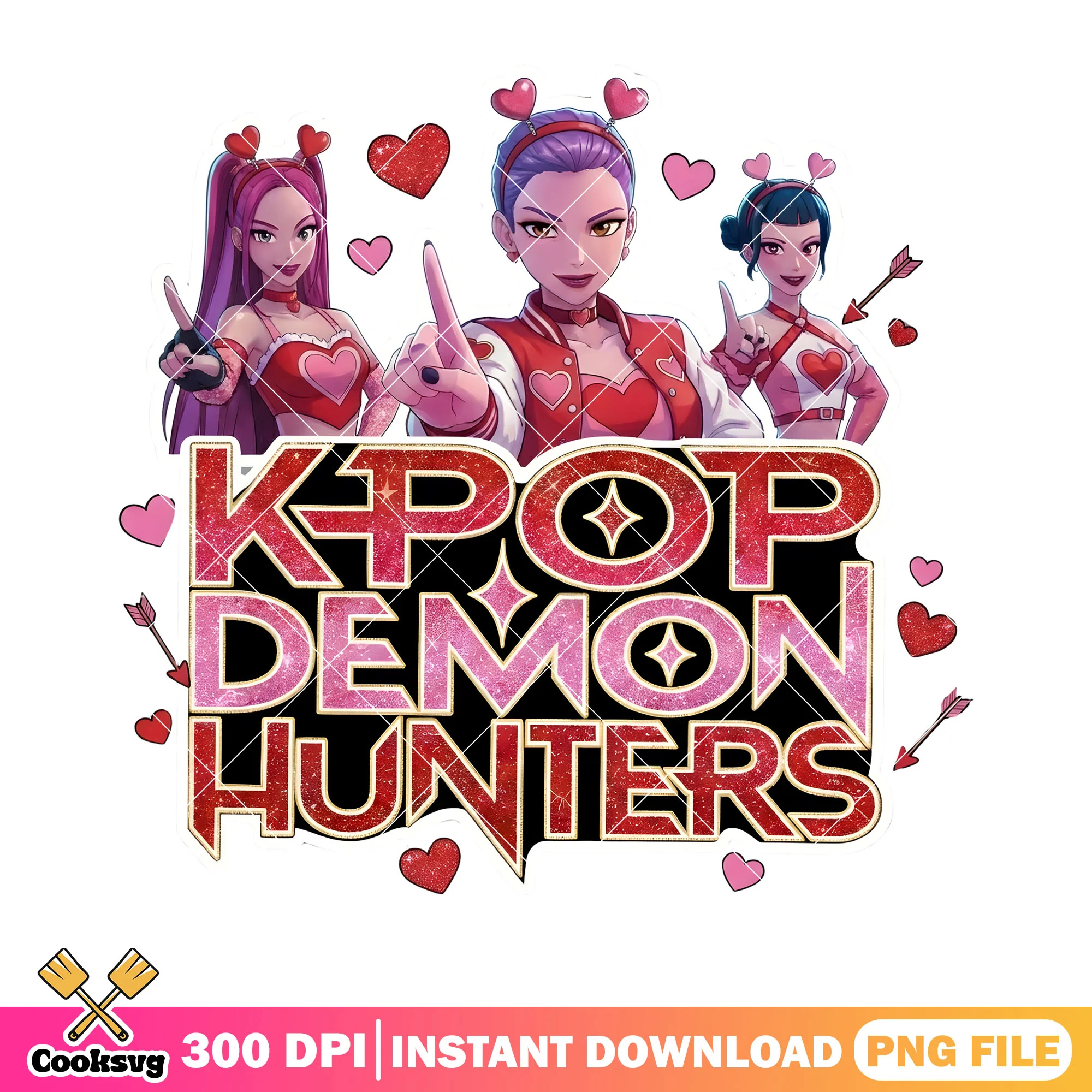Love kpop demon valentines png, valentines season png, huntrix girls png