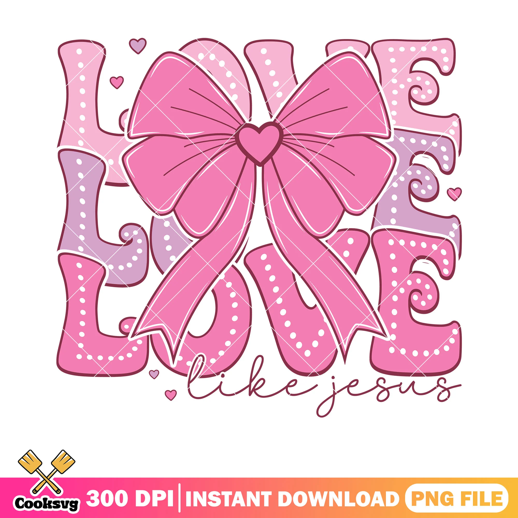 Love like jesus vibes png, valentine bow png, valentine day png