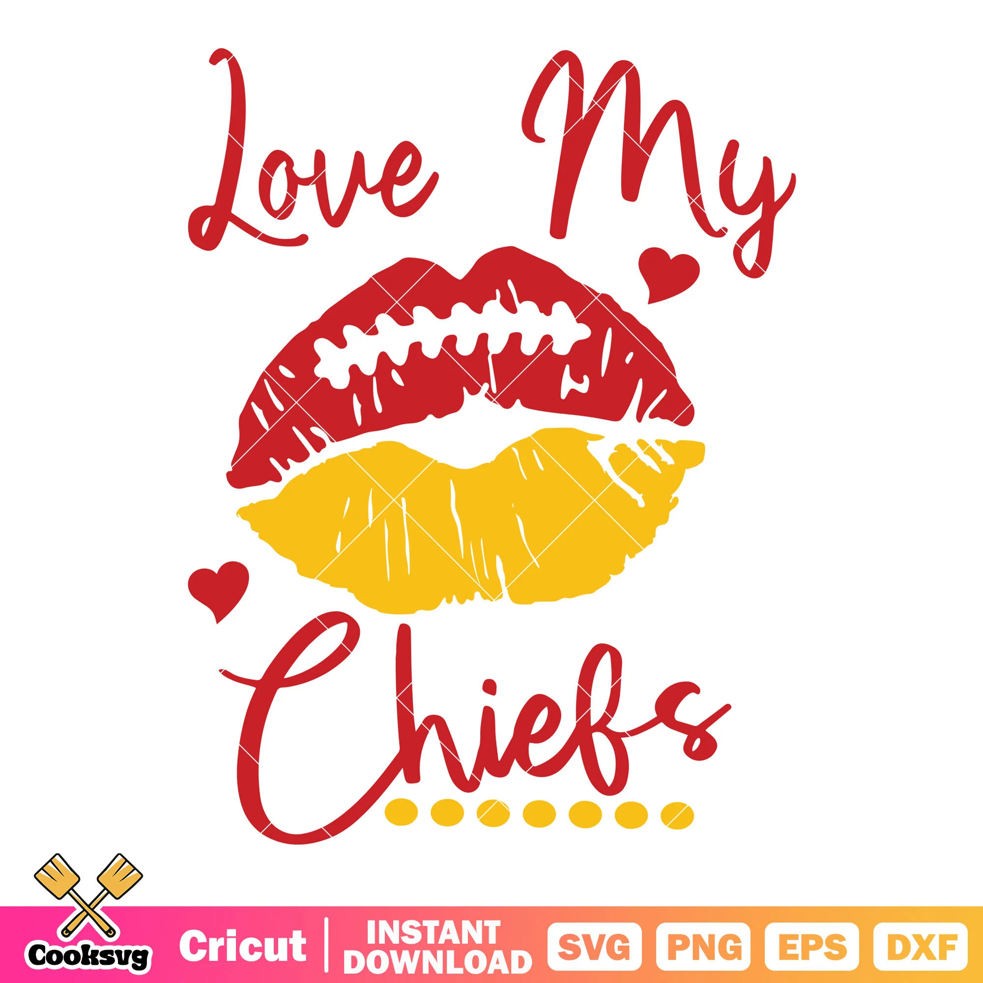 Love my chiefs football svg, kc chiefs svg, kiss mark svg