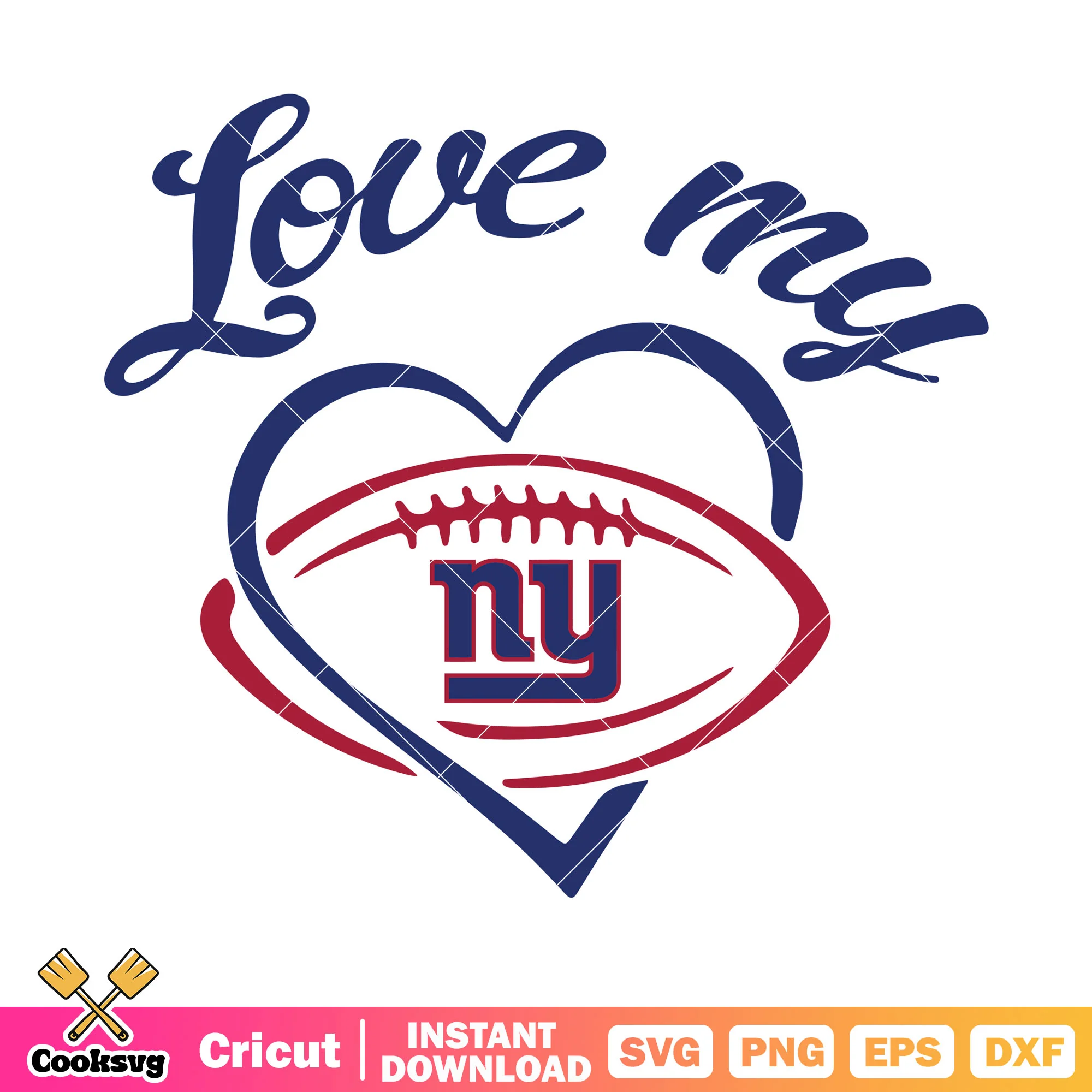 Love my ny giants team svg, new york giants svg, heart shape svg