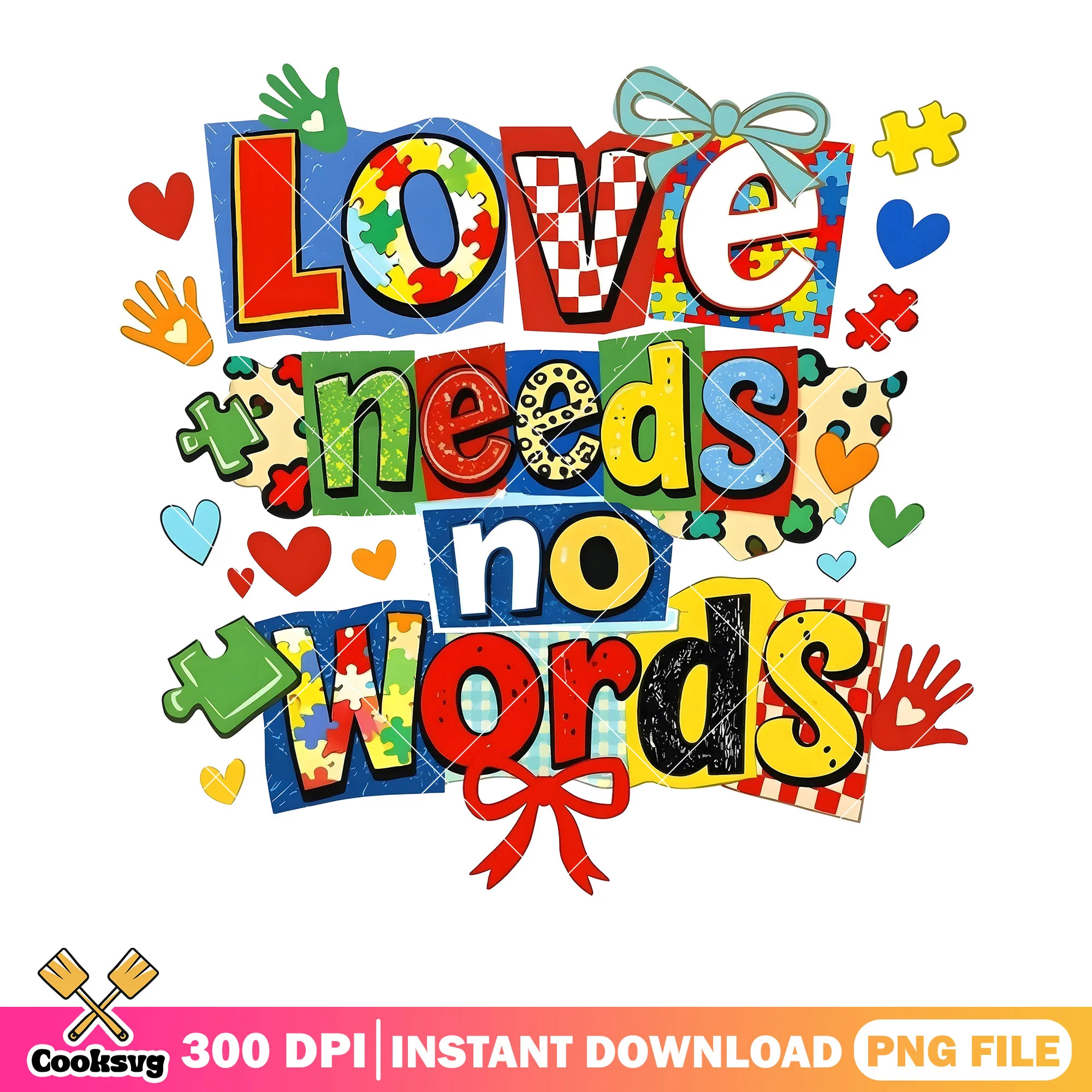 Love needs no words png, love vibes png, puzzle poster png