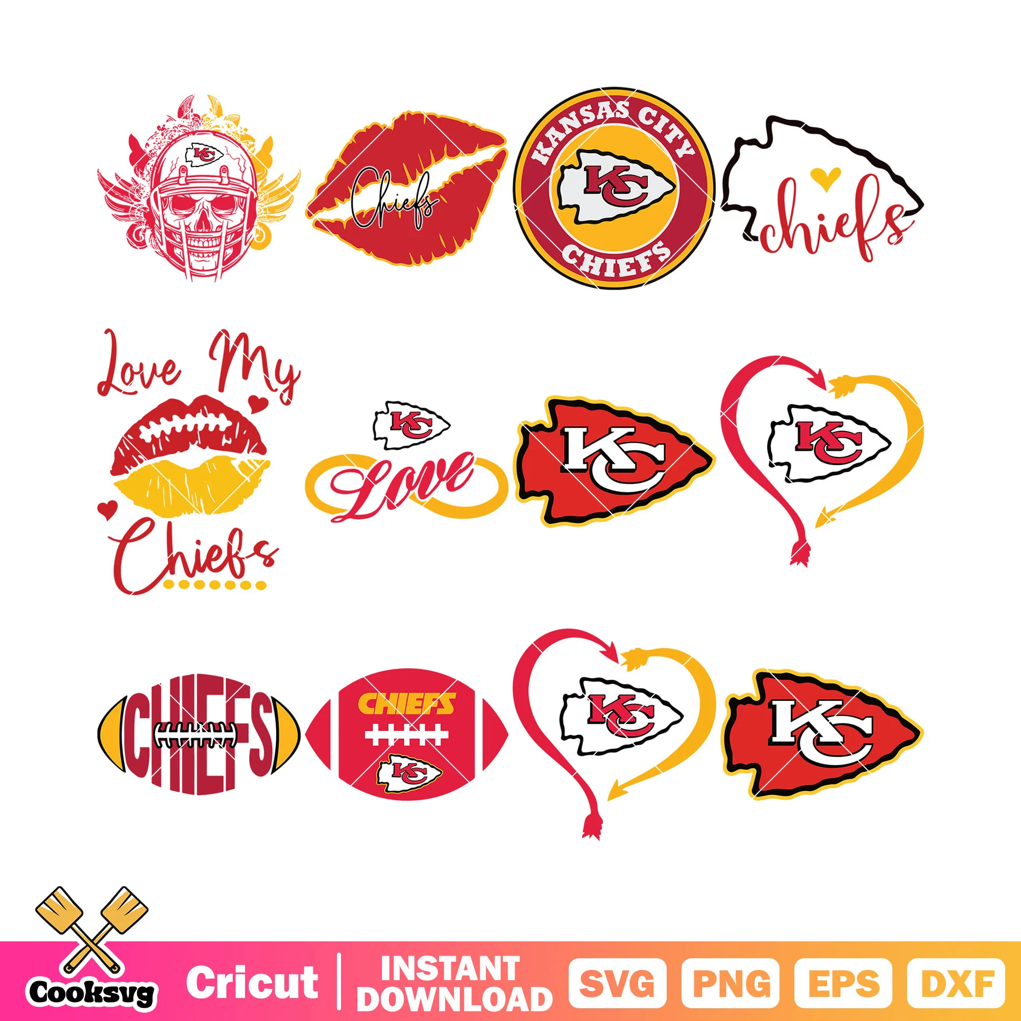 Love nfl team svg, Kansas City Chiefs bundle svg, nfc bundle svg