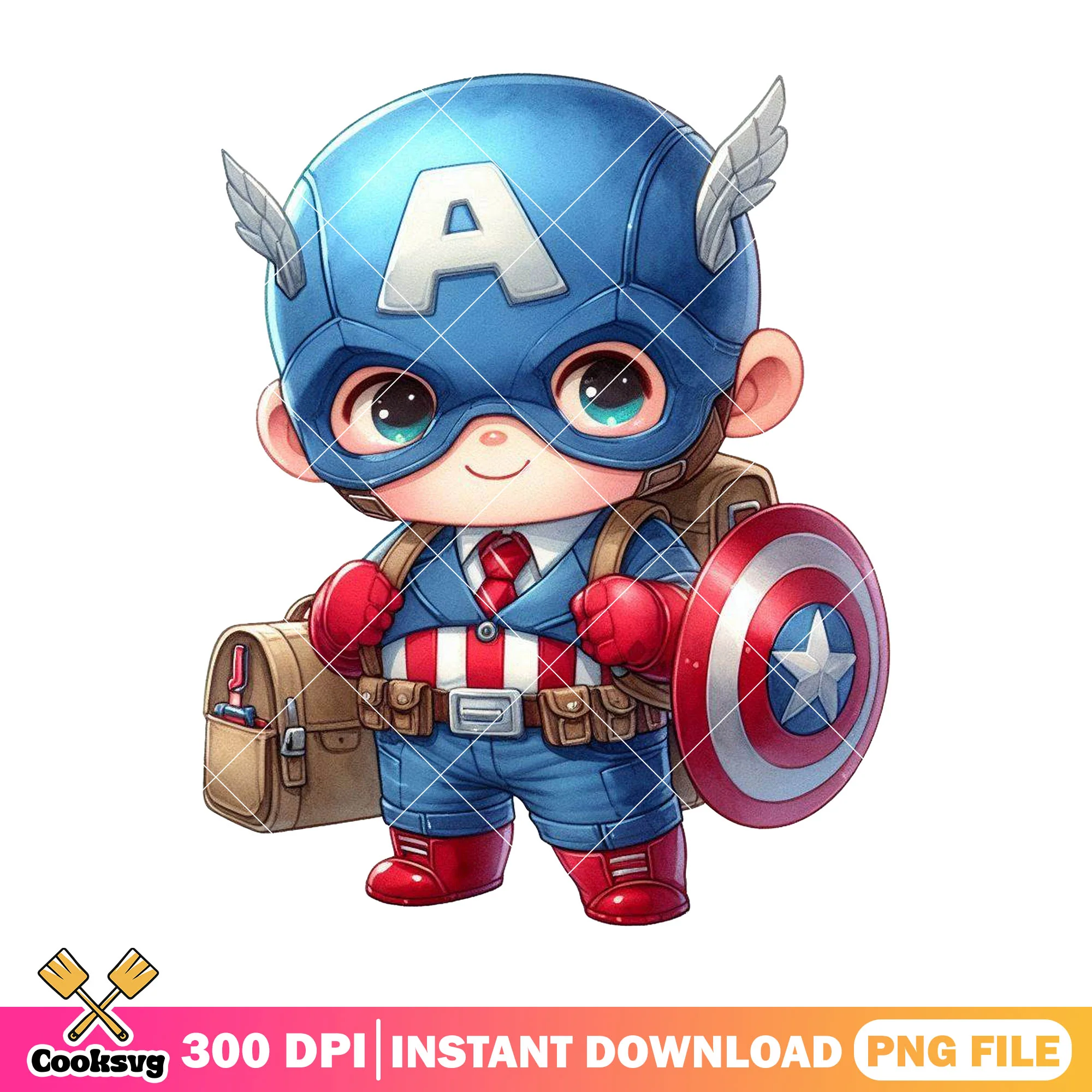 Love school captain america png, marvel character png, back to school png