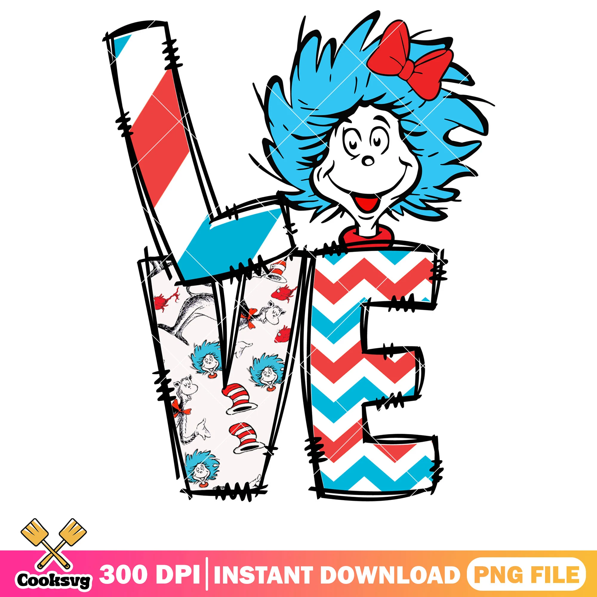 Love thing dr seuss cartoon png, love dr seuss png, thing one png