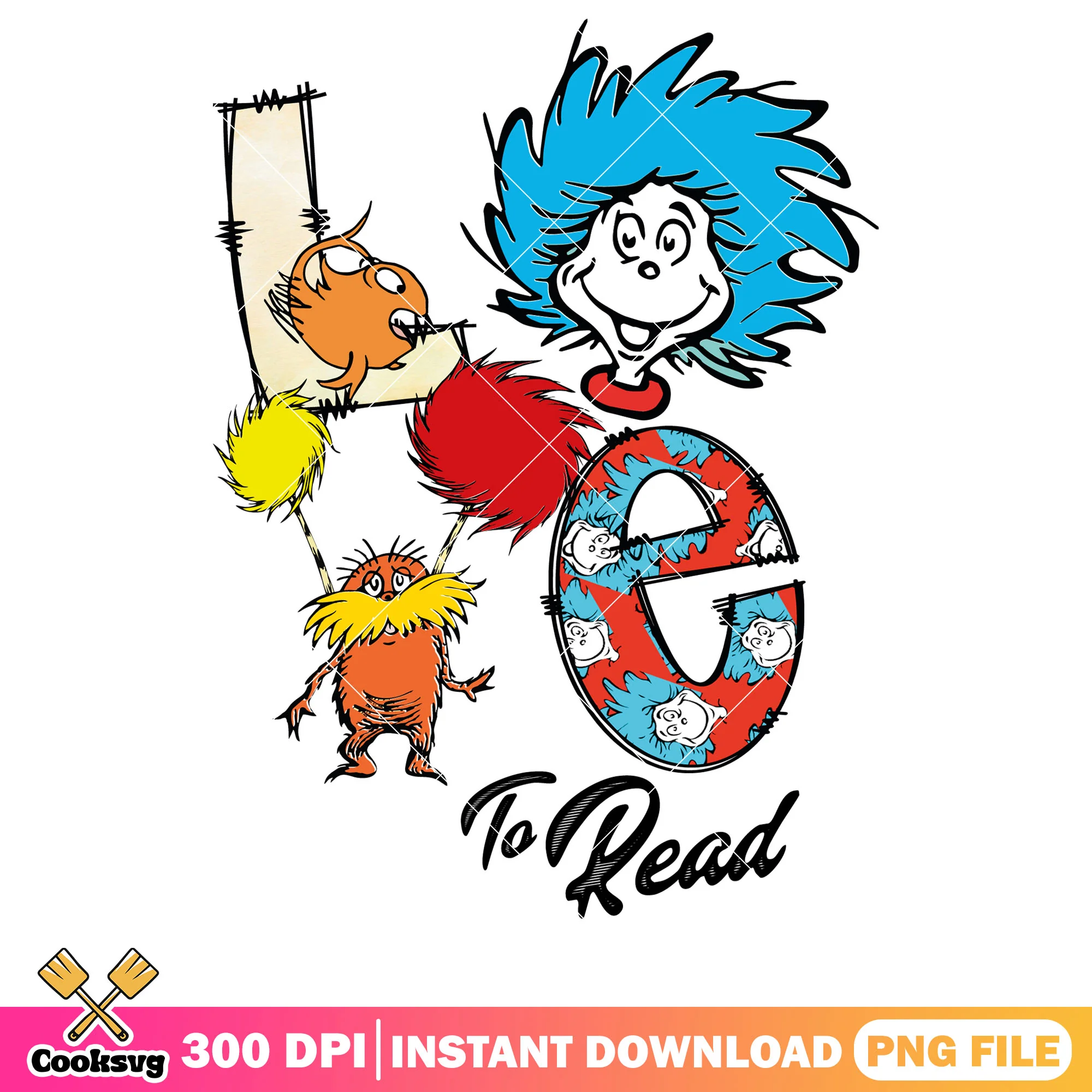 Love to read dr seuss friends file png, love dr seuss png