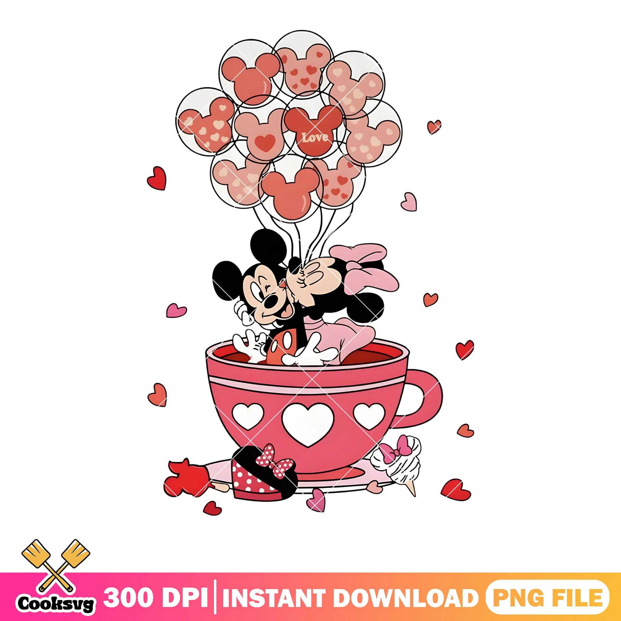 Love u mickey valentine png, valentine coffee png, disney valentine png