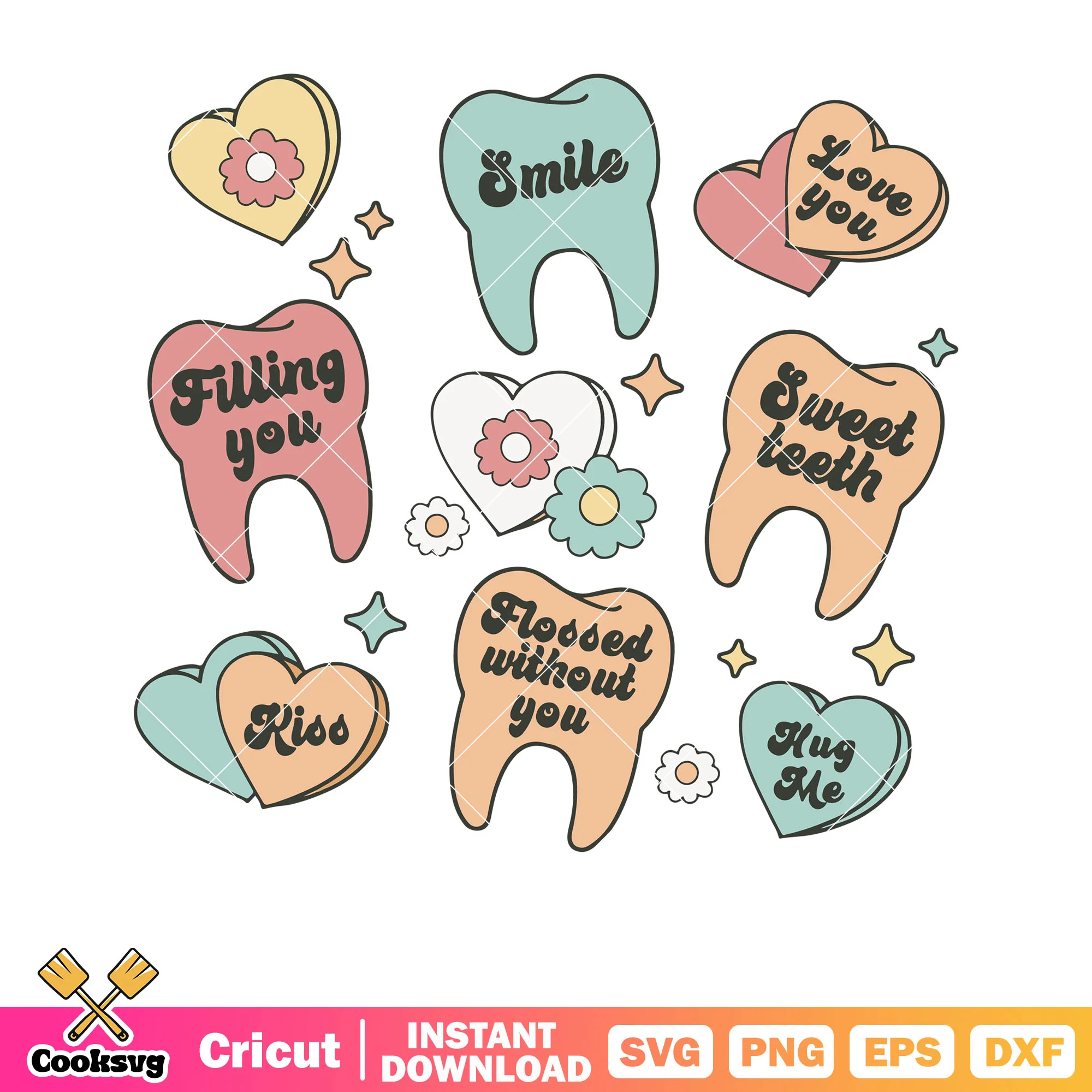 Love you sweet teeth valentine svg, love valentine svg, valentine teeth svg