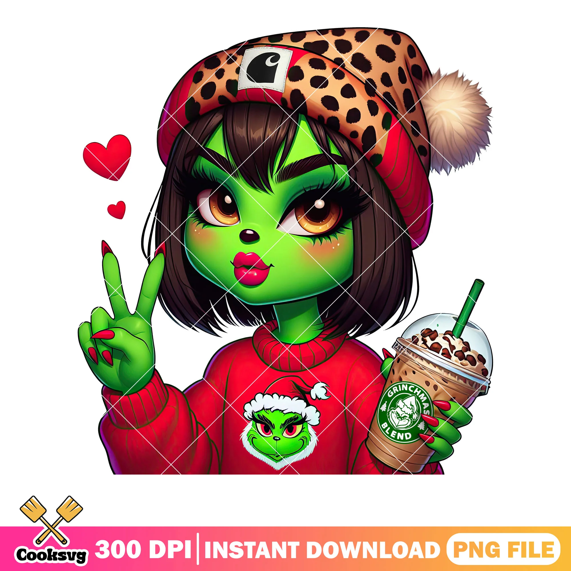 Lovely christmas green girl png, christmas sweater png, merry xmas png