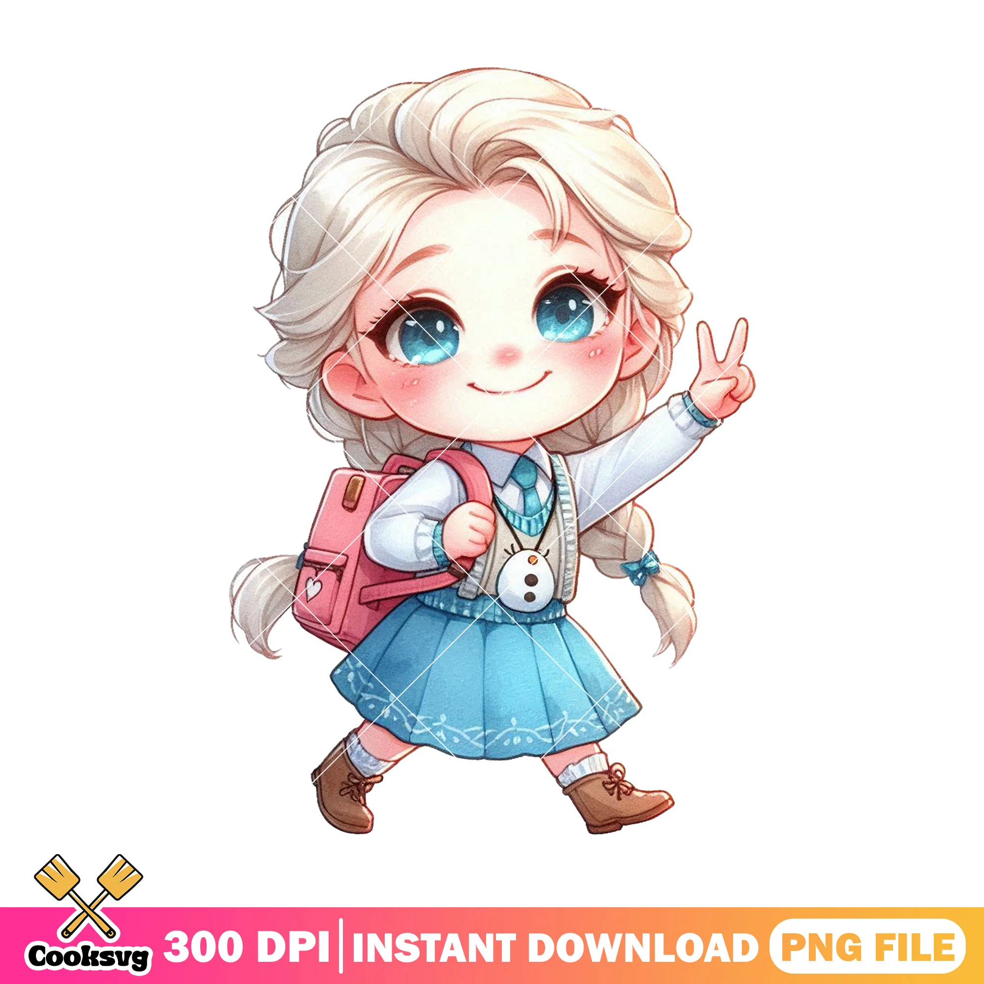Lovely cute elsa chibi png, when back to school png, elsa cute png