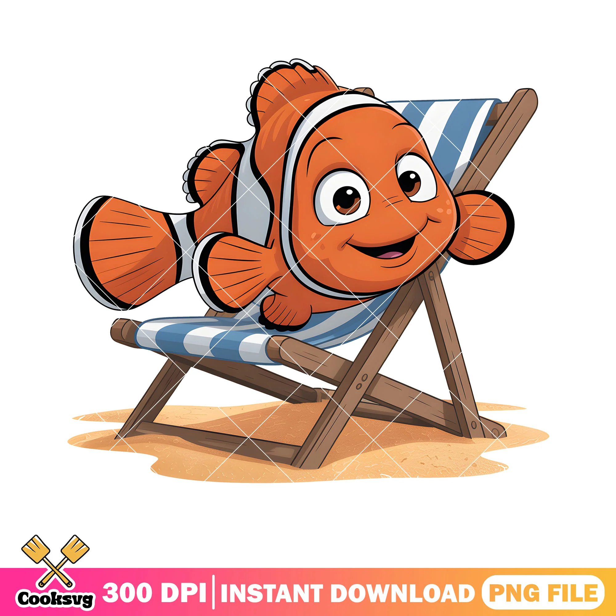 Lovely rested marlin png, disney vibes png, clownfish marlin png