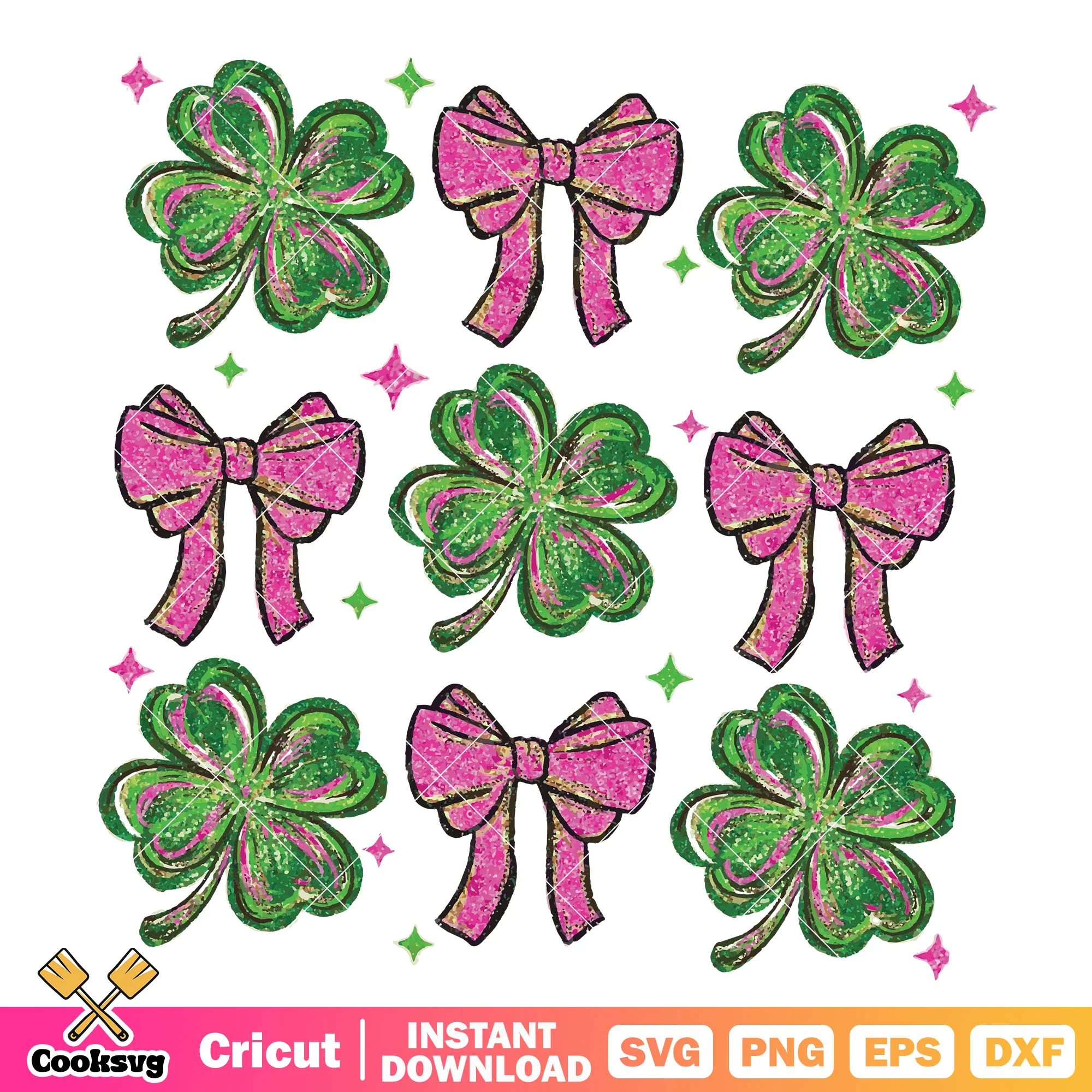 Lucky four leaf clover bow tie svg, lucky st patrick's day svg