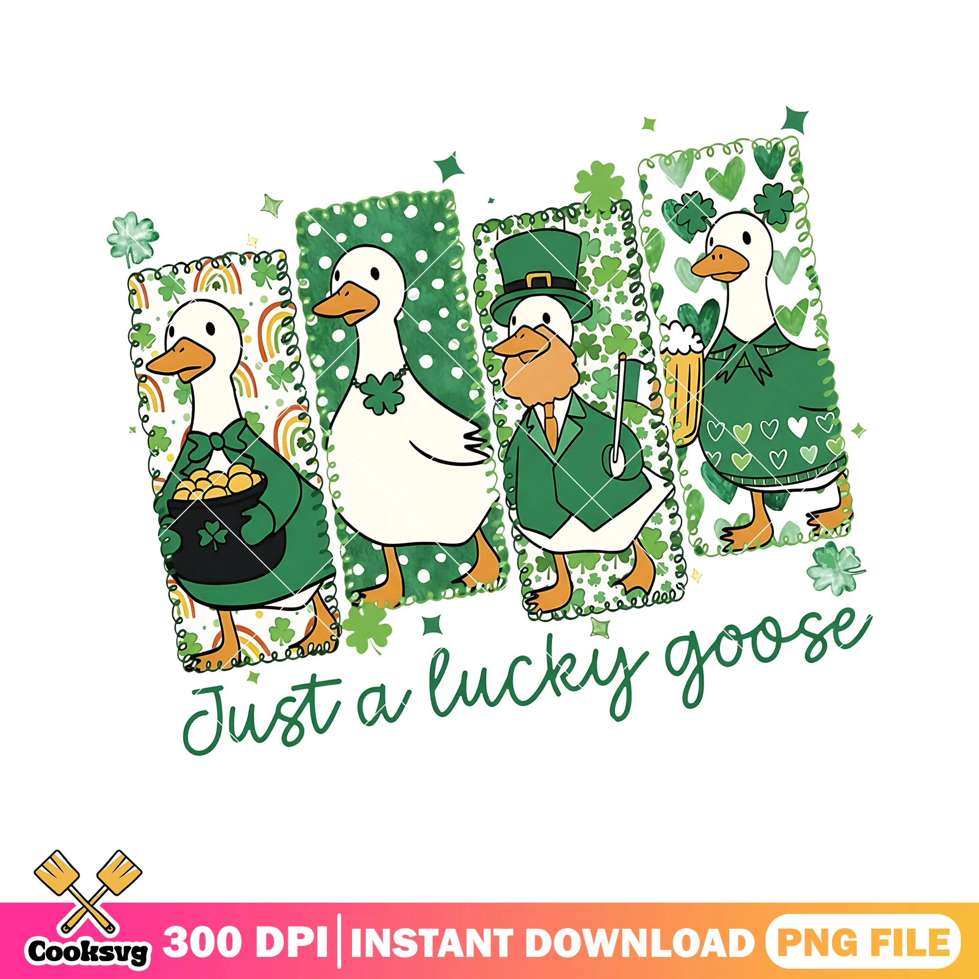 Lucky goose png st. patrick_s day png green festive animals png