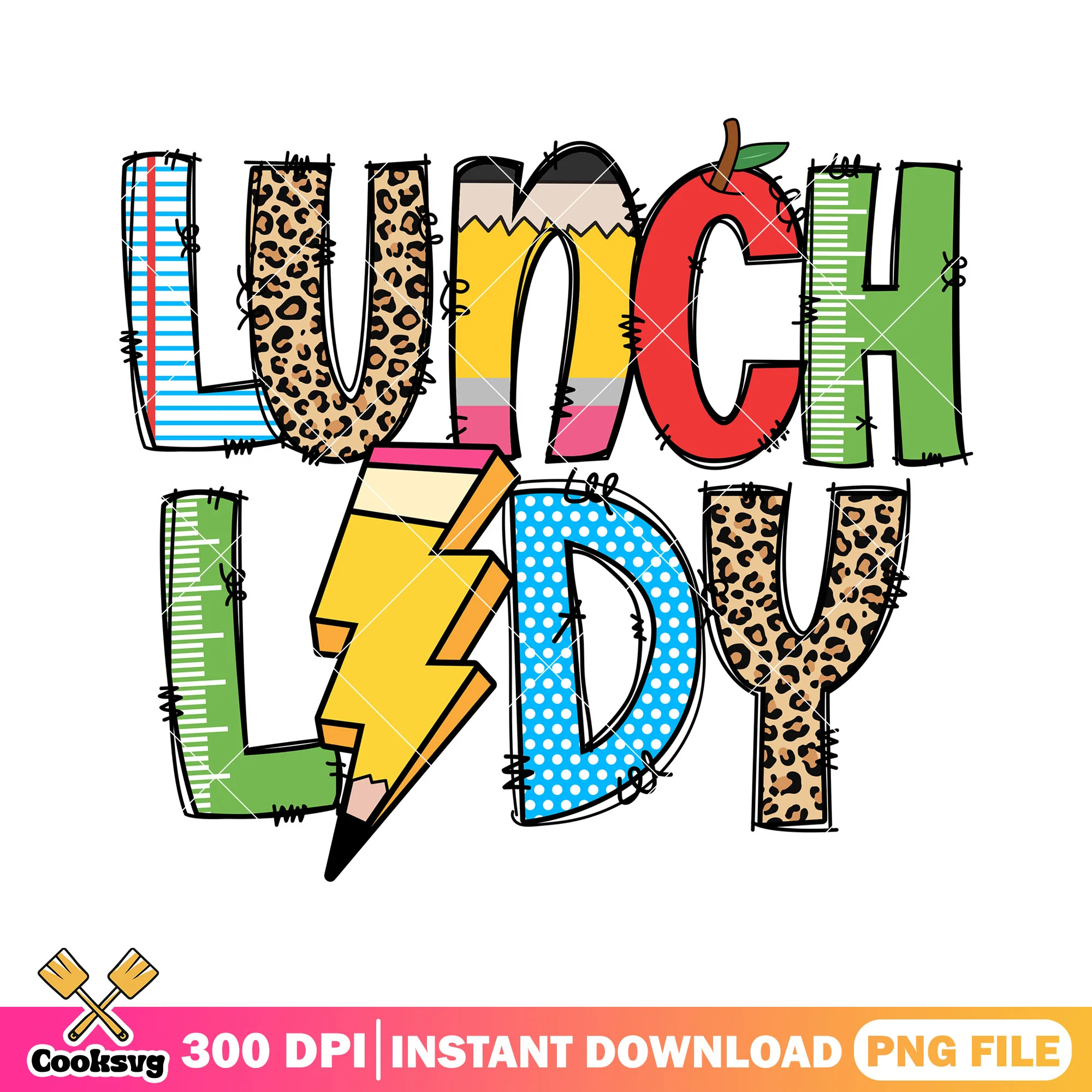 Lunch lady file design png, back to school art png, font cute png