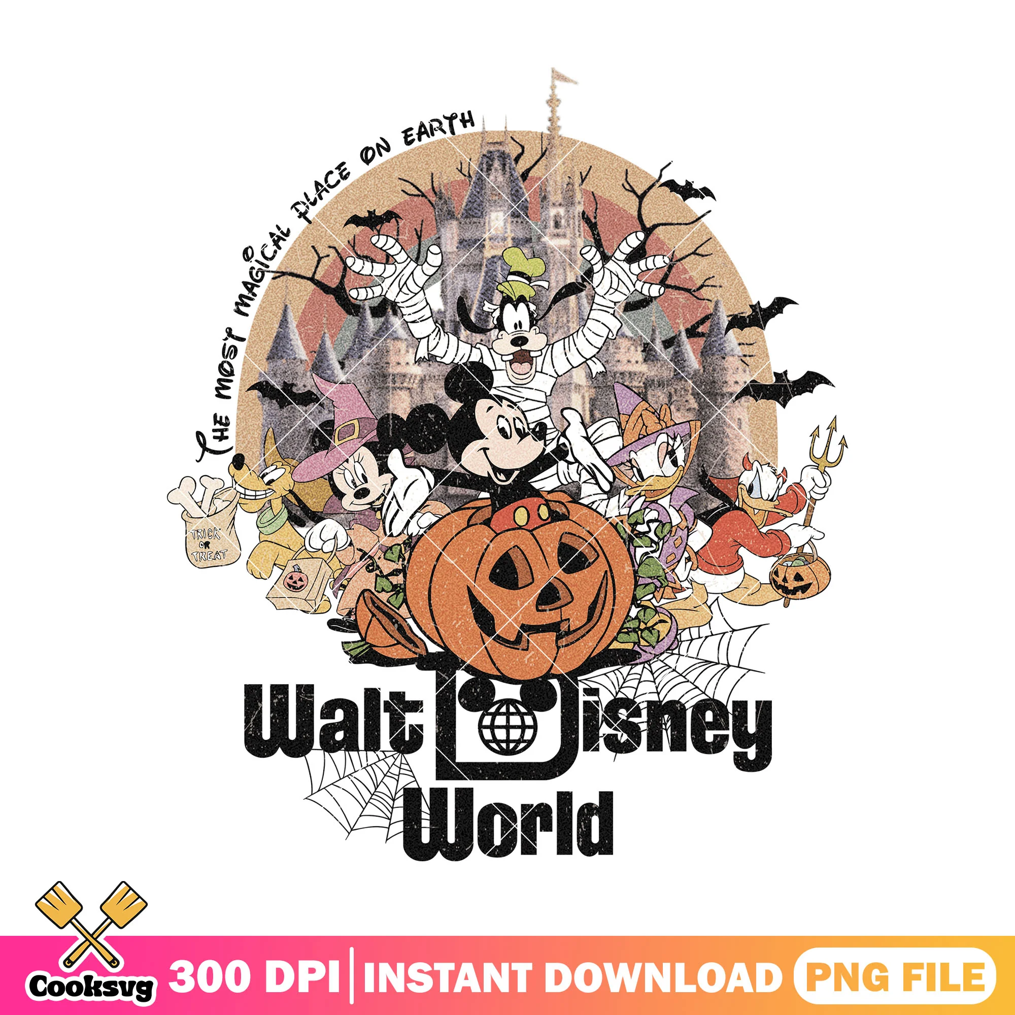 Magical halloween land png, disney land png, happy halloween png